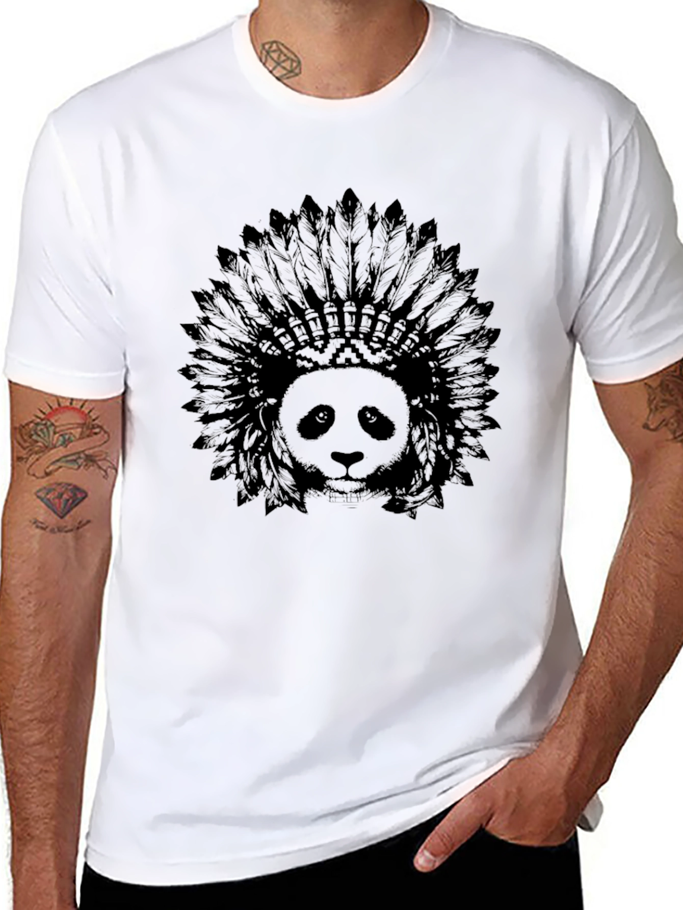 Panda Headdress Black T-Shirt - Graphic Tee