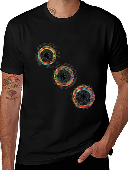 Abstract Circles Graphic Tee - Black Cotton Blend
