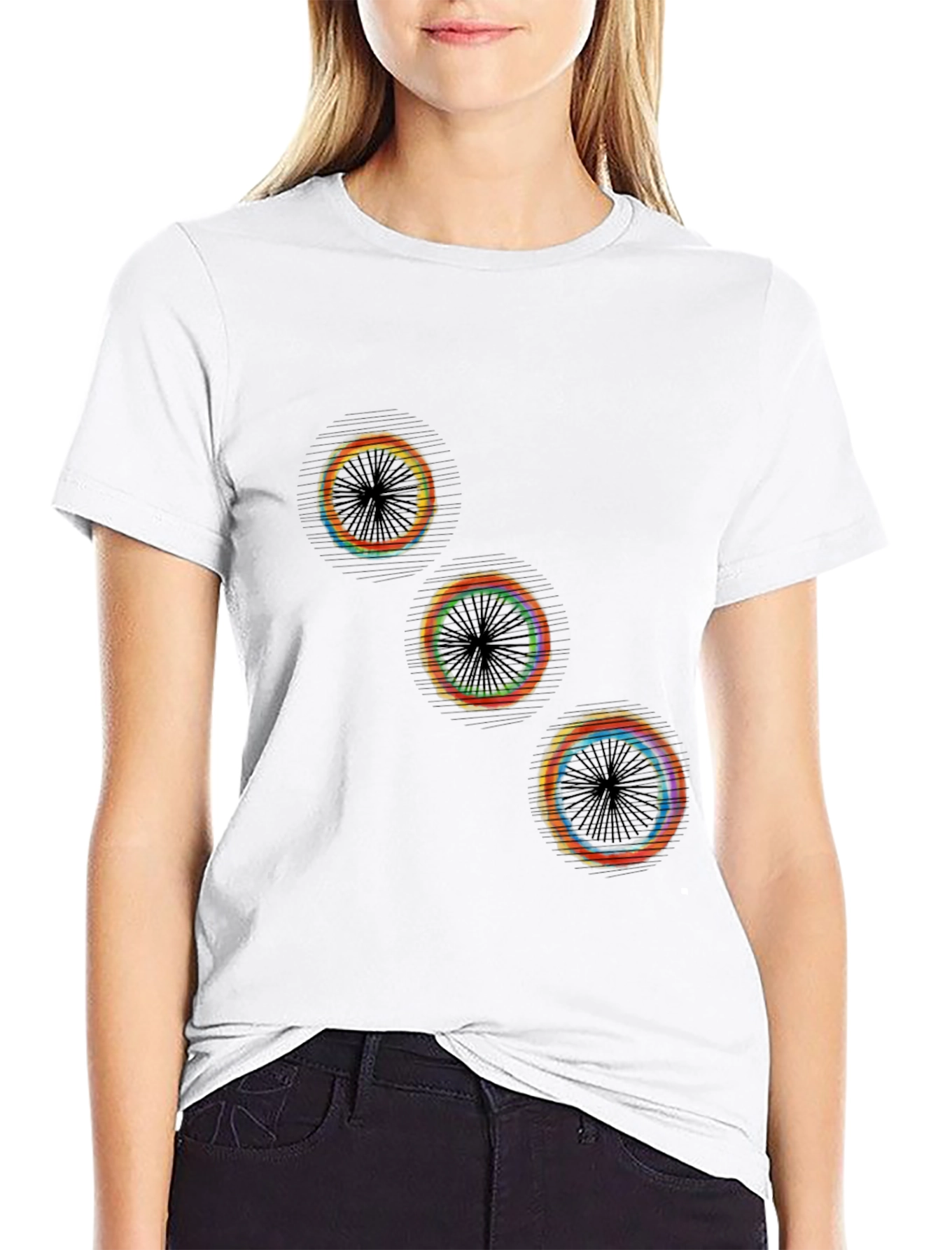 Abstract Circles Graphic Tee - Black Cotton Blend
