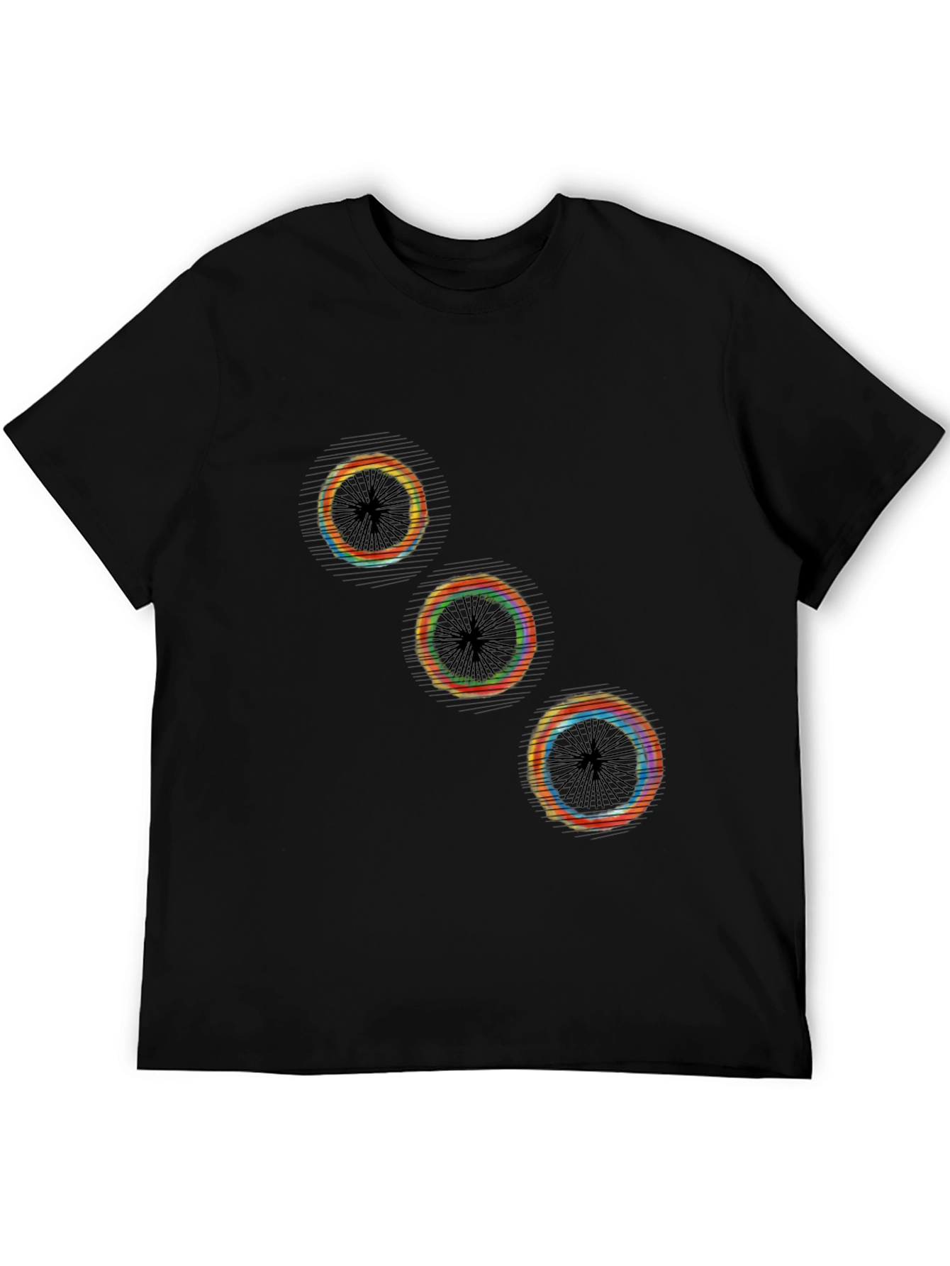 Abstract Circles Graphic Tee - Black Cotton Blend