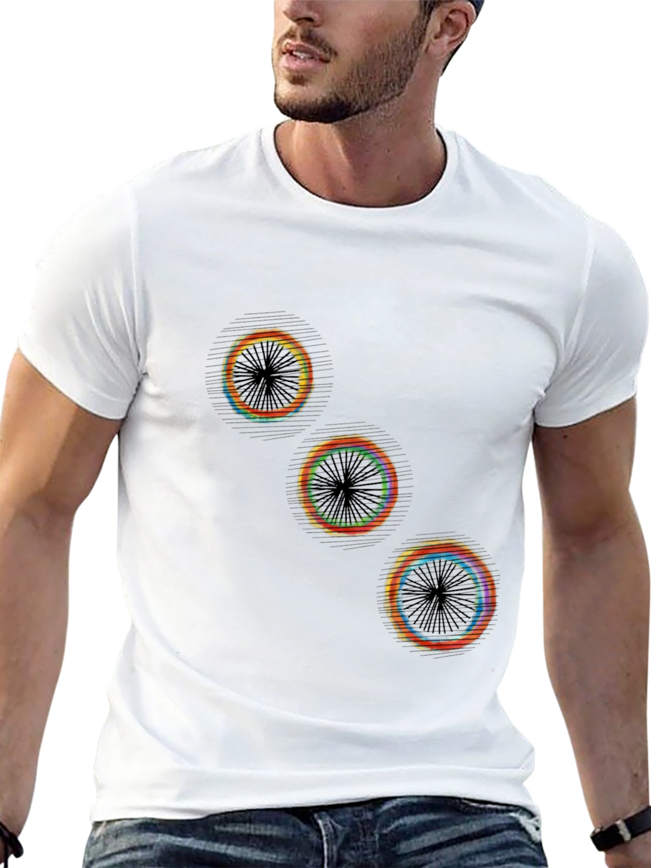 Abstract Circles Graphic Tee - Black Cotton Blend