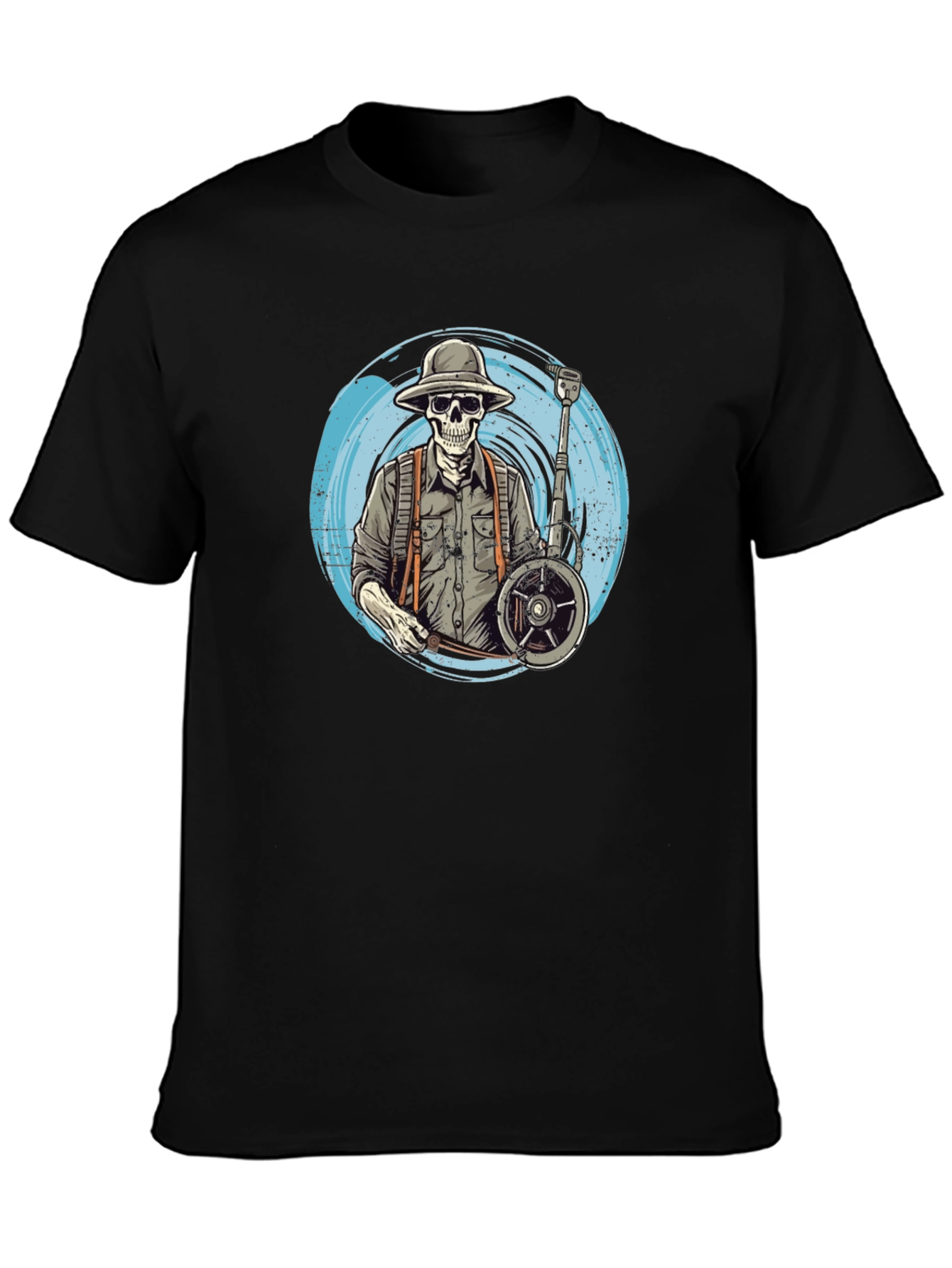 Skeleton Banjo Player Black T-Shirt