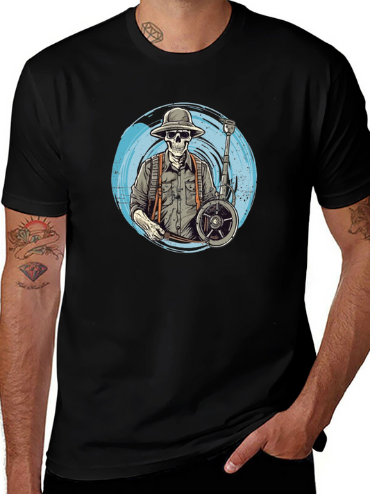Skeleton Banjo Player Black T-Shirt
