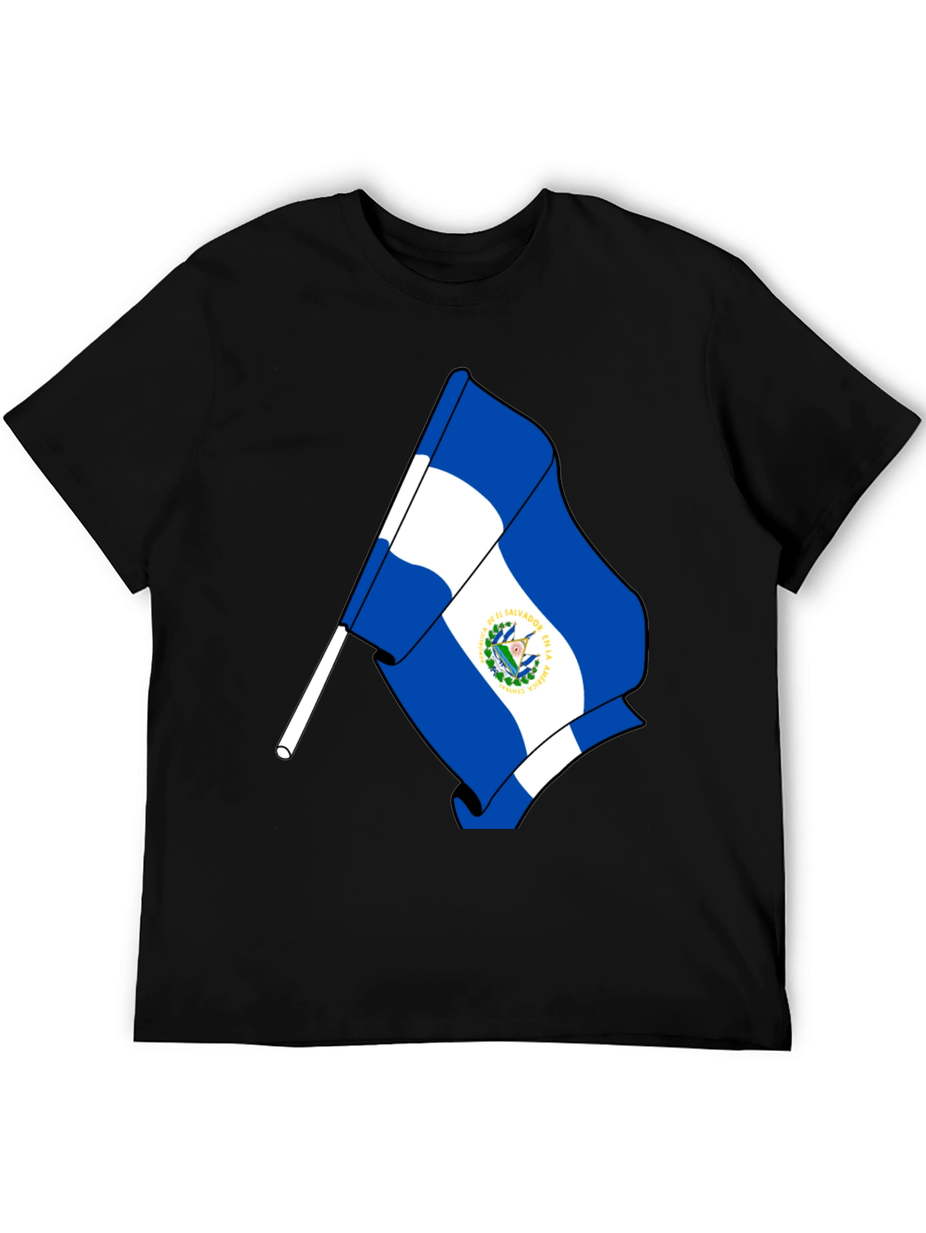 El Salvador Flag Graphic T-Shirt - Black