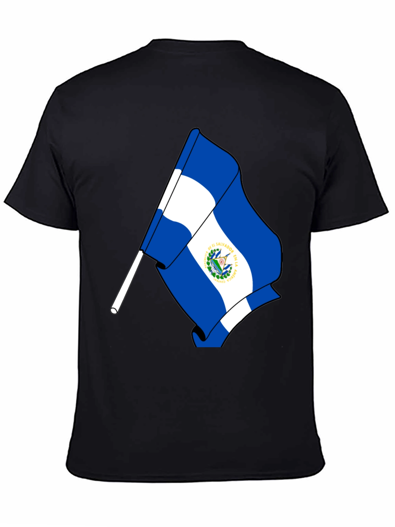 El Salvador Flag Graphic T-Shirt - Black