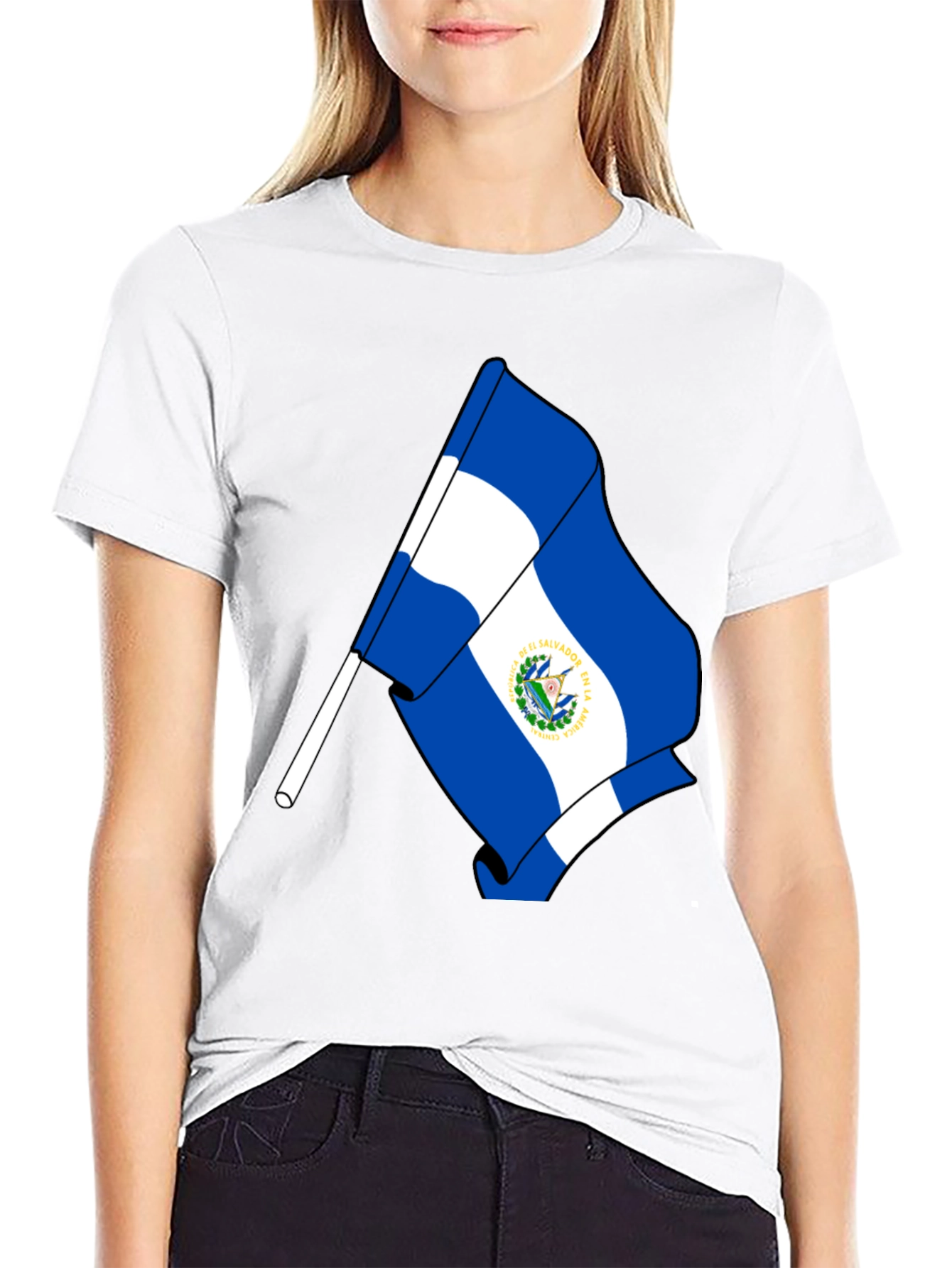 El Salvador Flag Graphic T-Shirt - Black