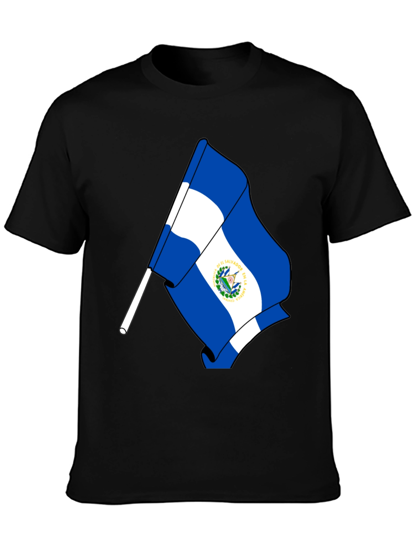 El Salvador Flag Graphic T-Shirt - Black