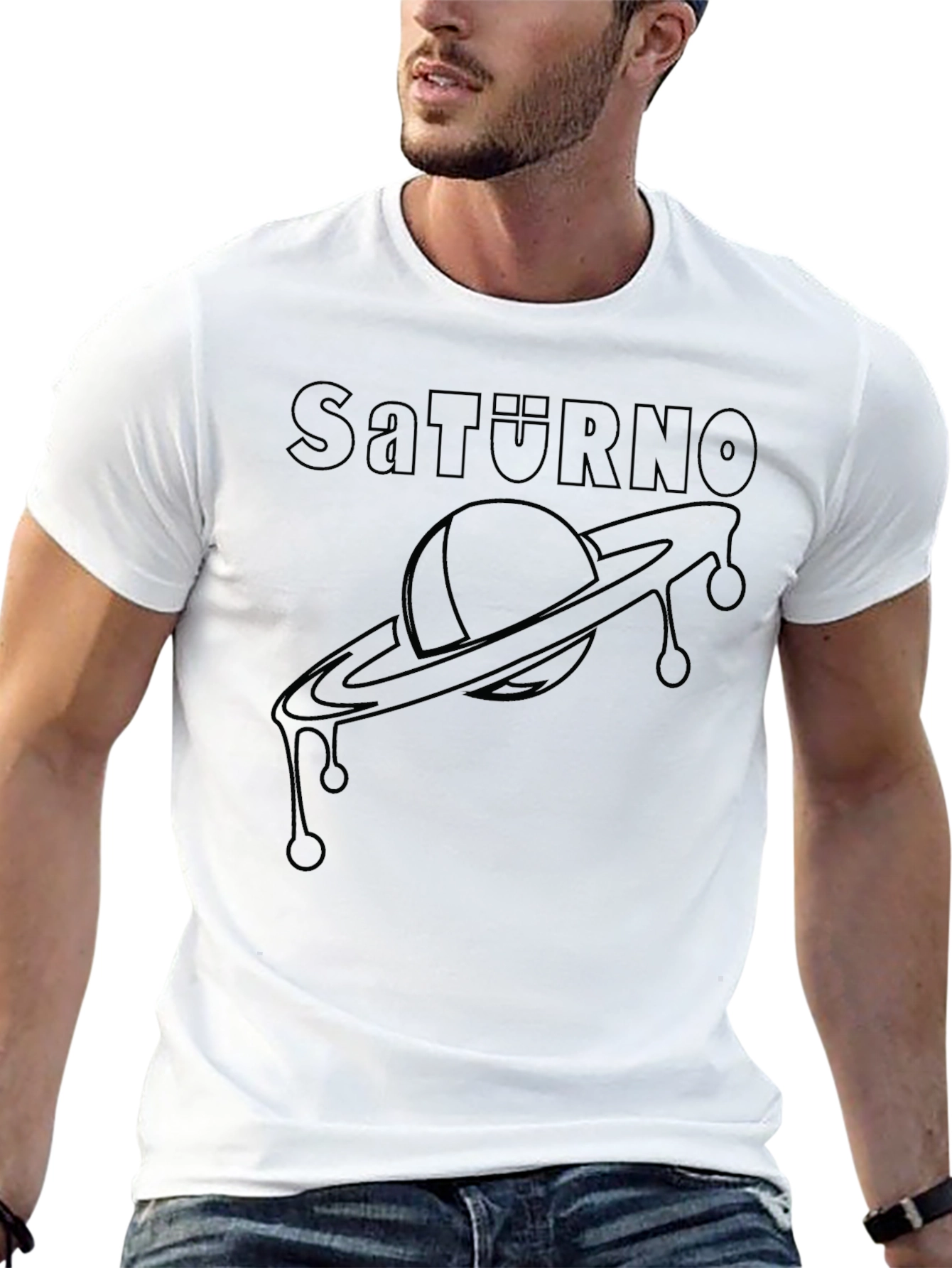 Saturno Graphic Tee - Modern Planet Saturn Design