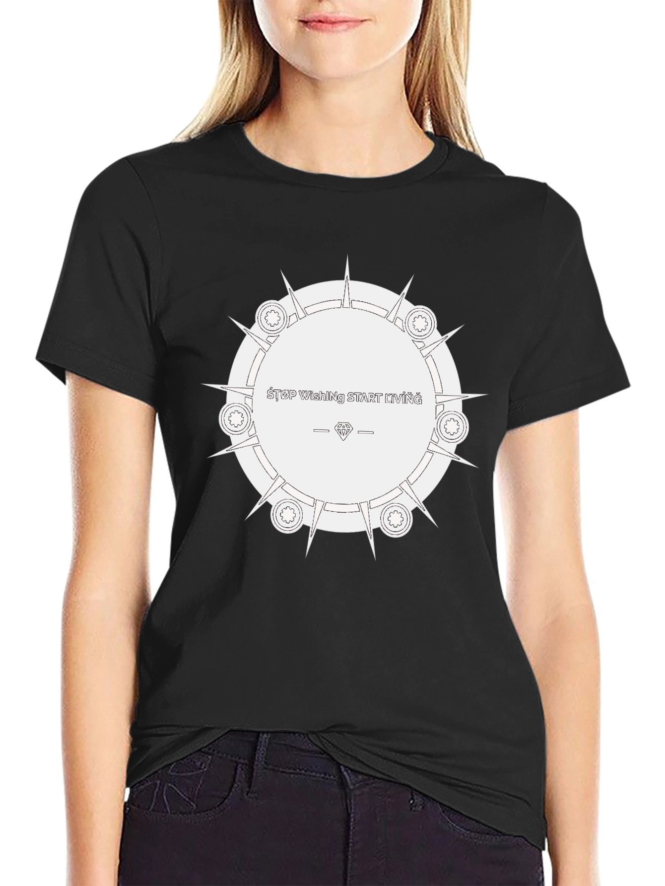 Start Living Black Graphic Tee