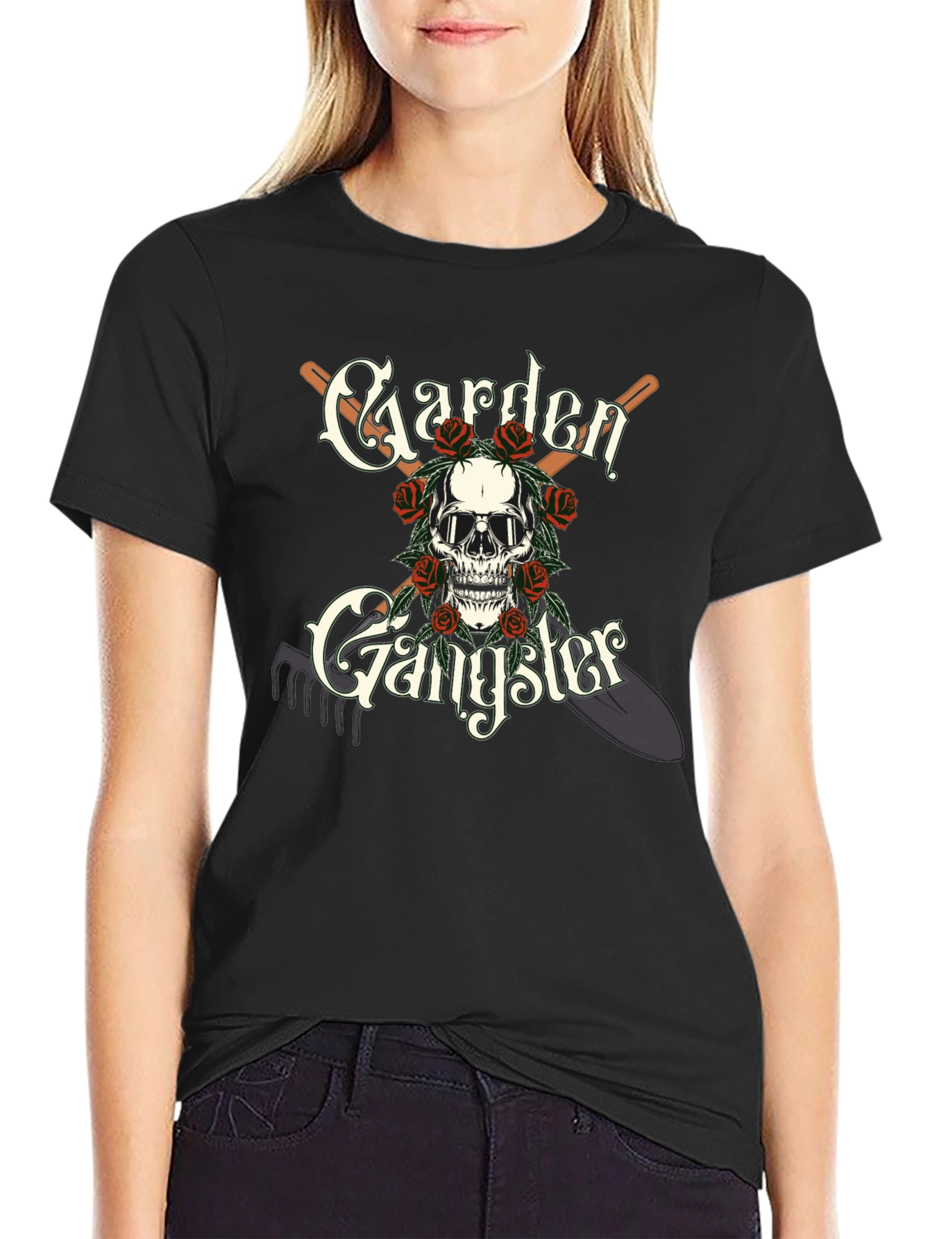 Garden Gangster T-Shirt: Skull & Tools Design