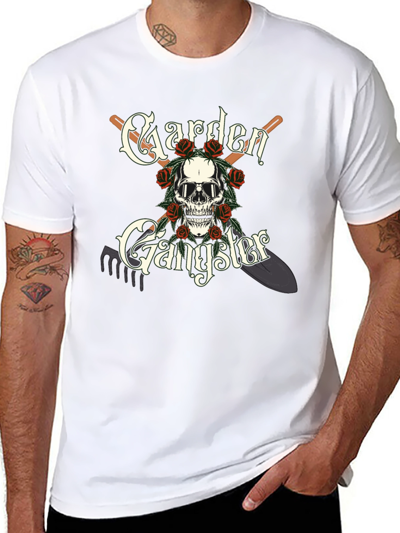 Garden Gangster T-Shirt: Skull & Tools Design