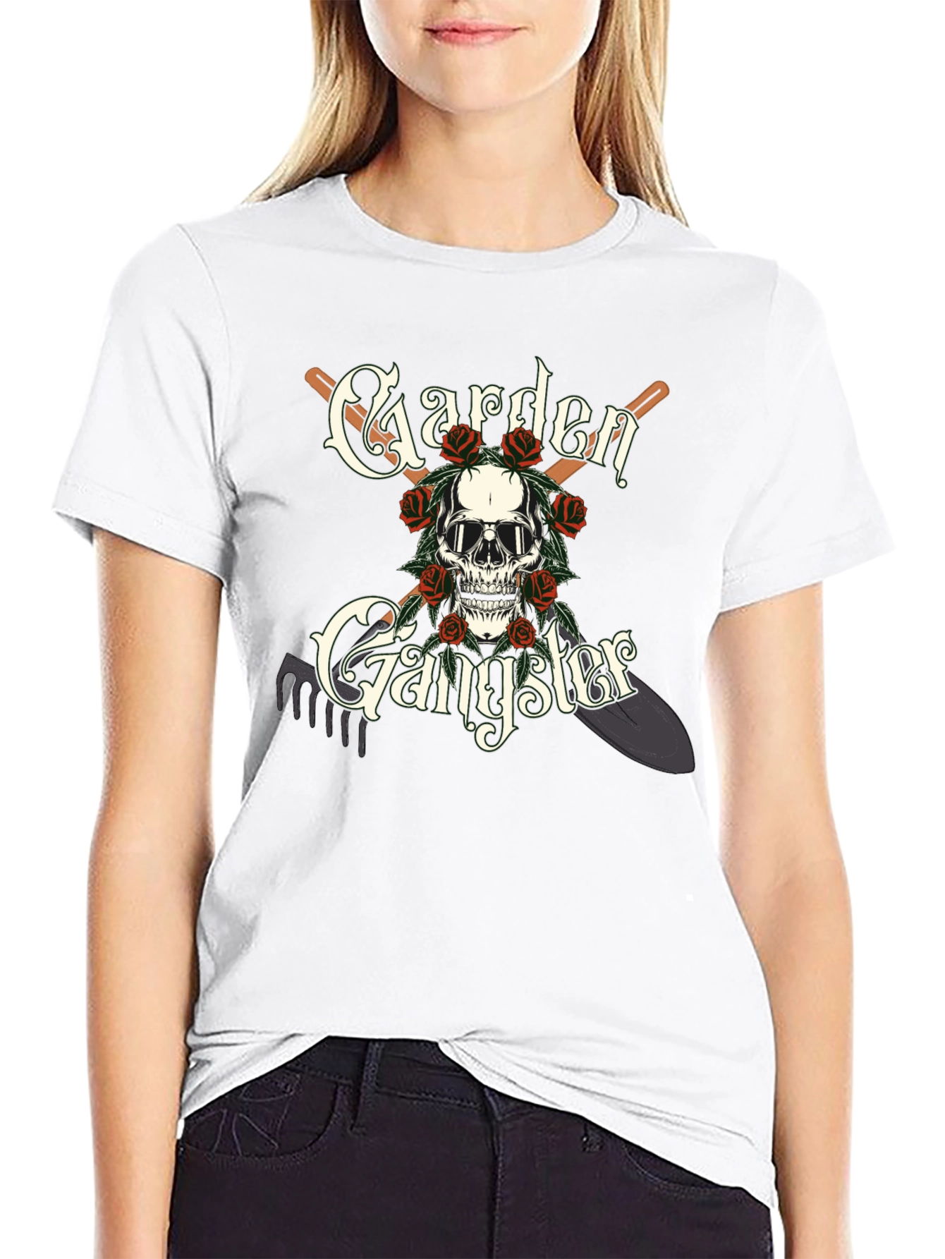 Garden Gangster T-Shirt: Skull & Tools Design