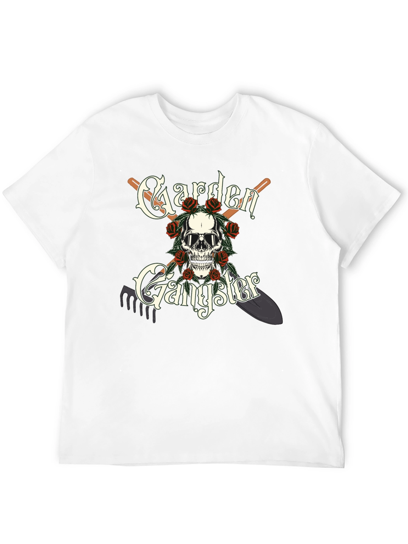 Garden Gangster T-Shirt: Skull & Tools Design