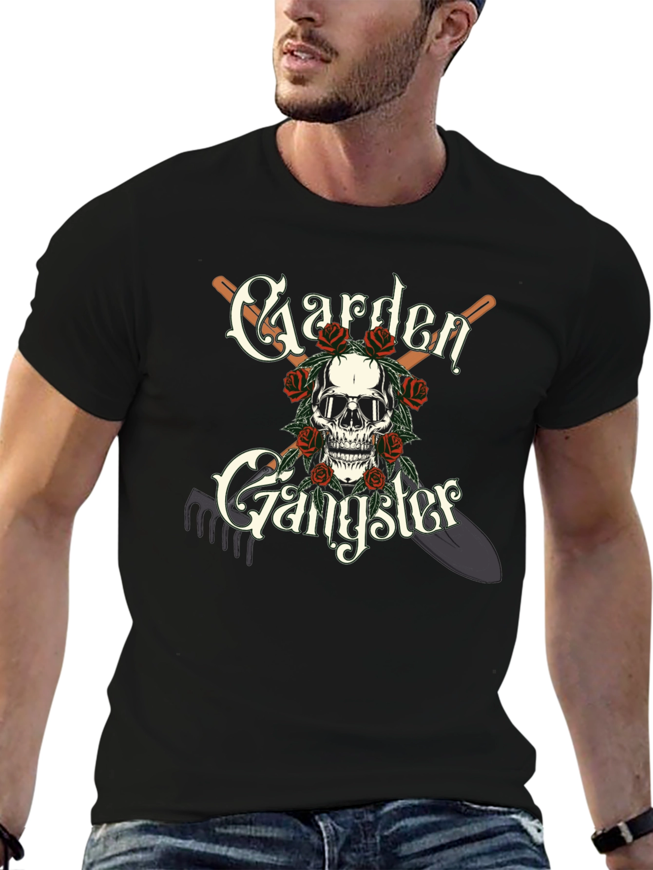 Garden Gangster T-Shirt: Skull & Tools Design