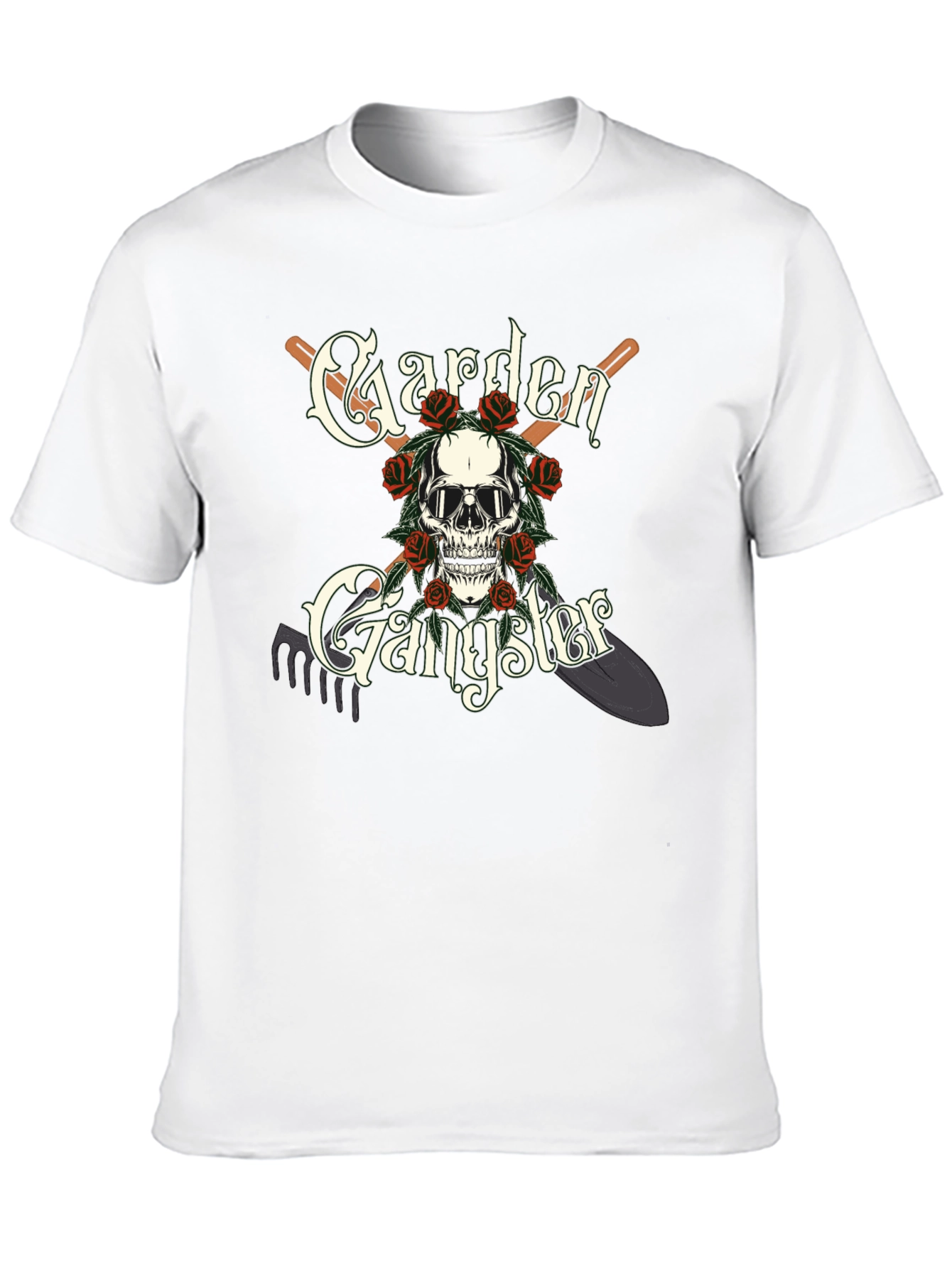 Garden Gangster T-Shirt: Skull & Tools Design
