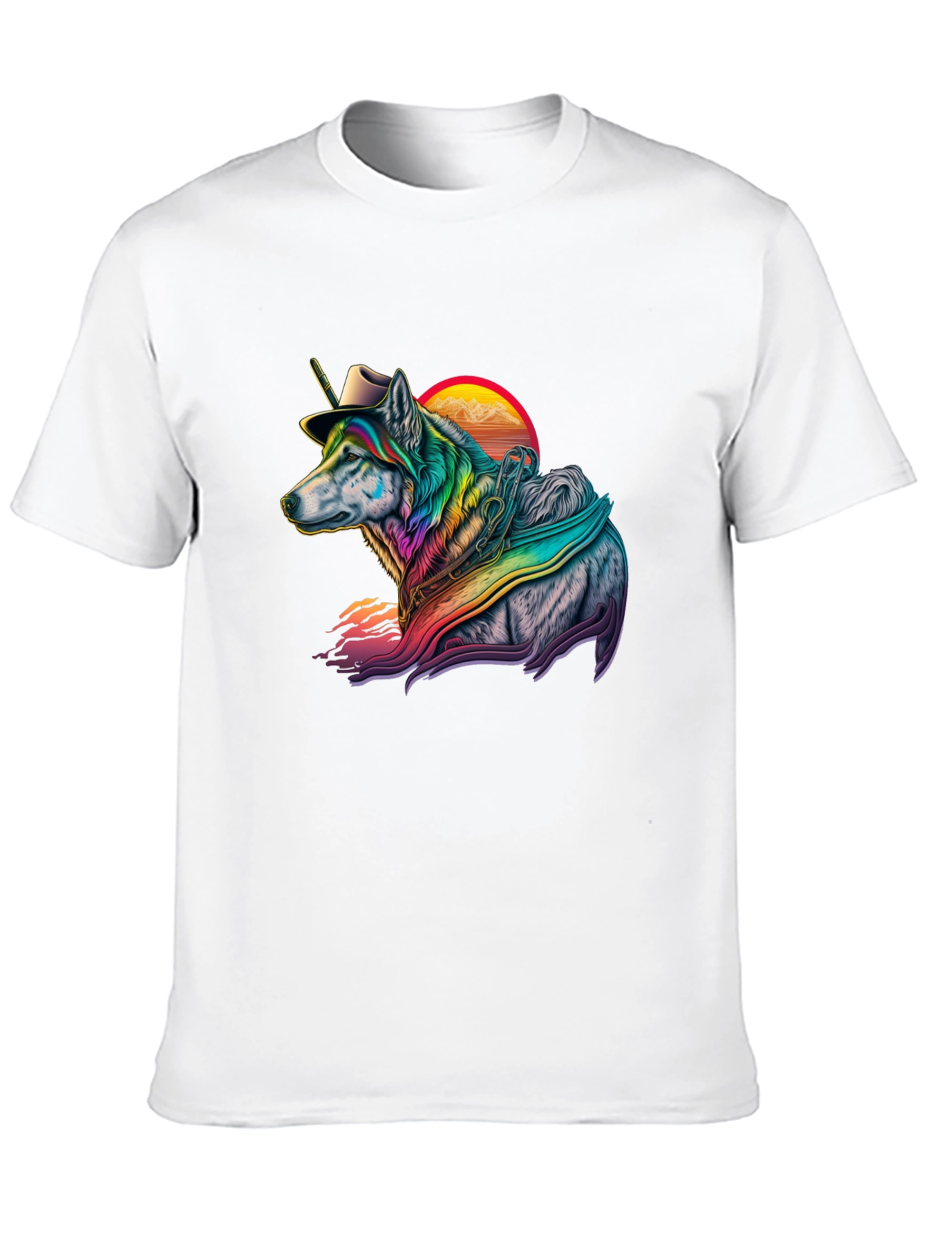 Rainbow Wolf Cowboy Graphic Tee