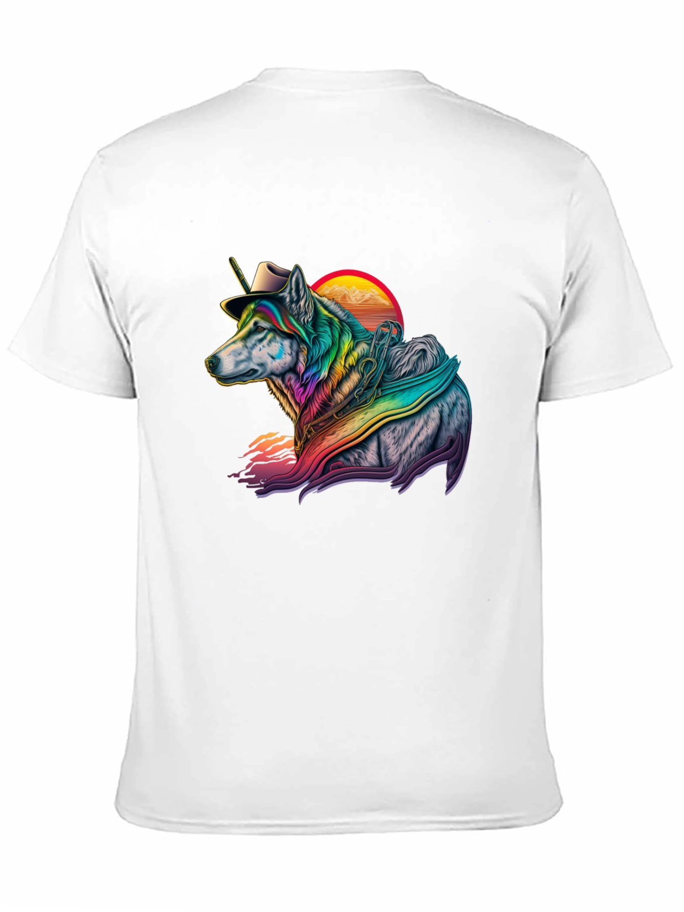 Rainbow Wolf Cowboy Graphic Tee