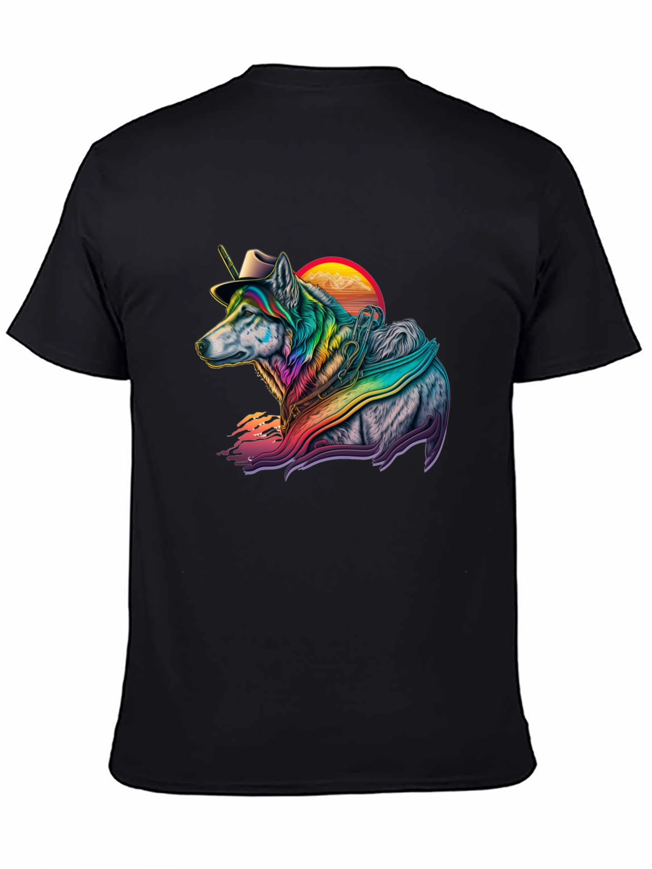Rainbow Wolf Cowboy Graphic Tee
