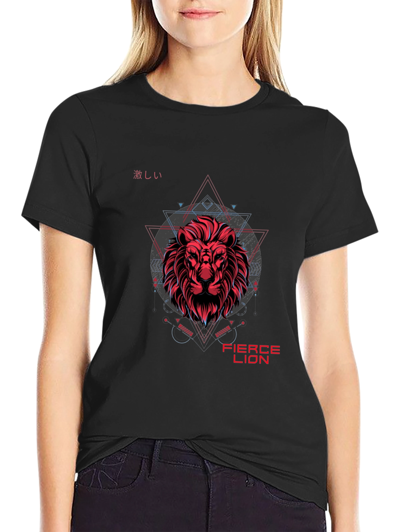 Fierce Lion Graphic Print Black T-Shirt