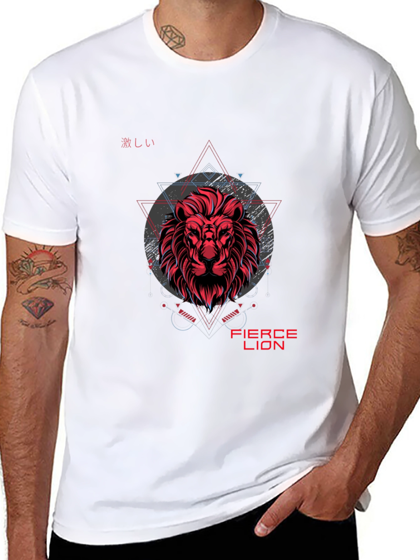 Fierce Lion Graphic Print Black T-Shirt