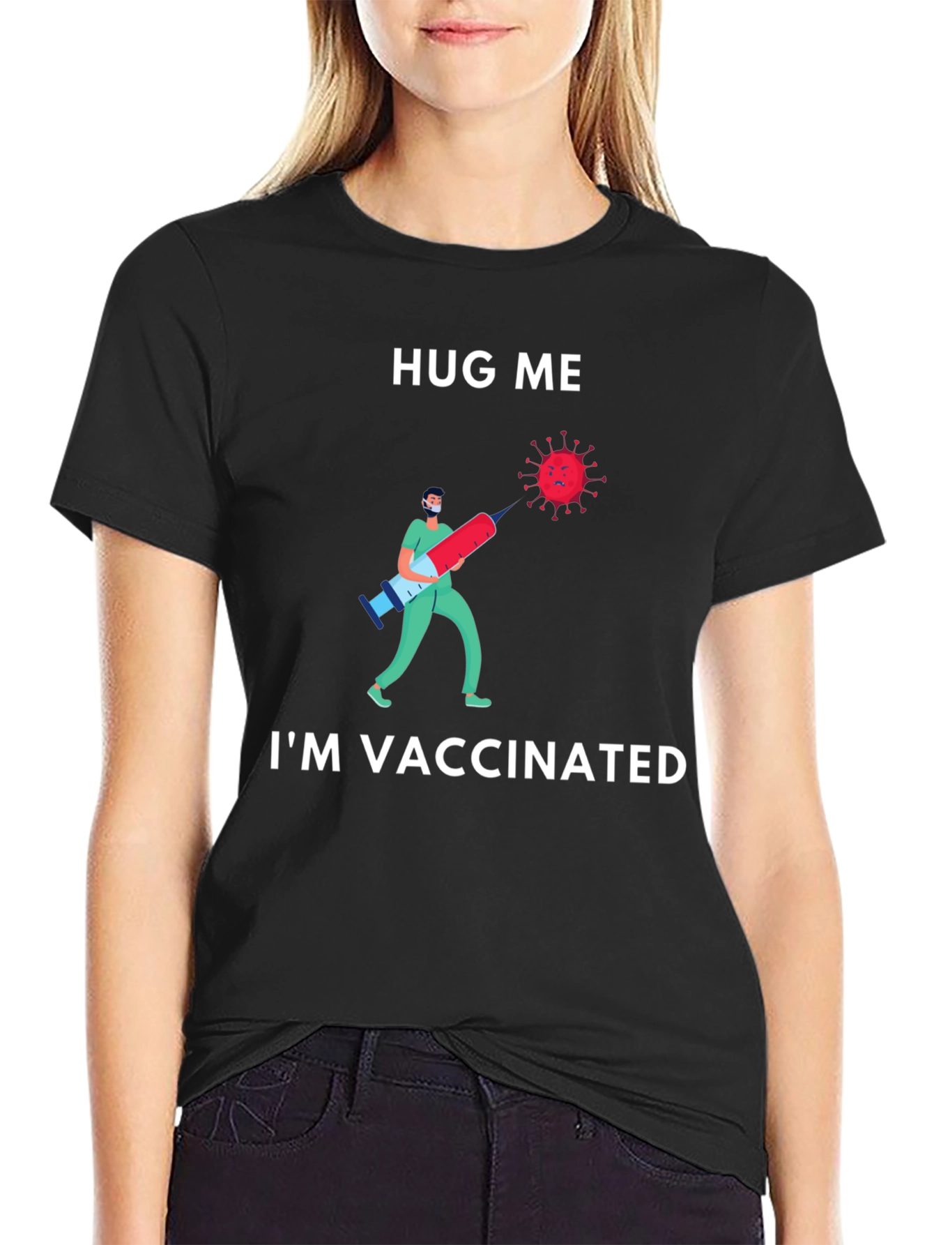 Hug Me Im Vaccinated T-Shirt Novelty Graphic Tee