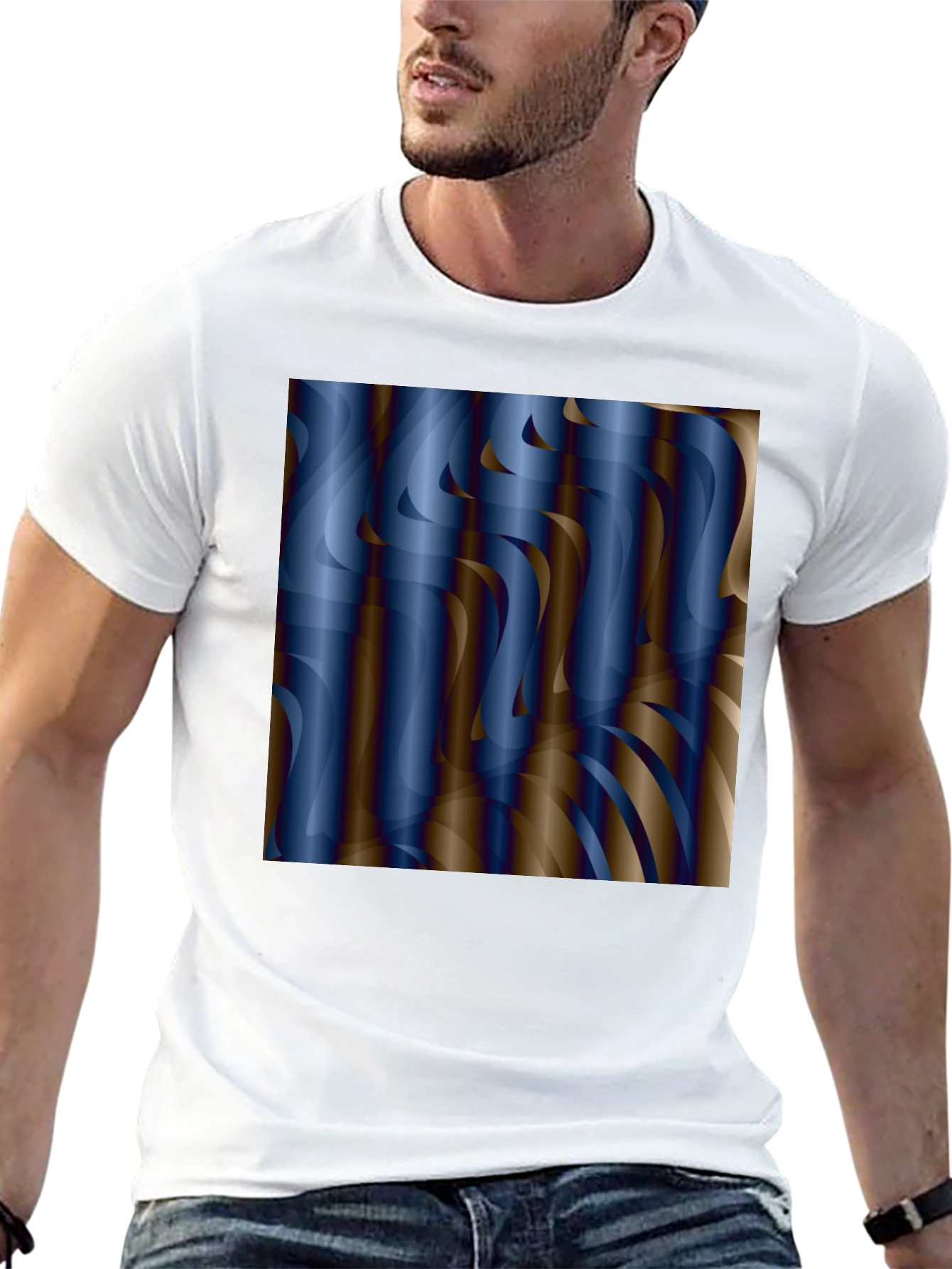 Abstract Swirls Graphic Tee - Black Cotton Blend
