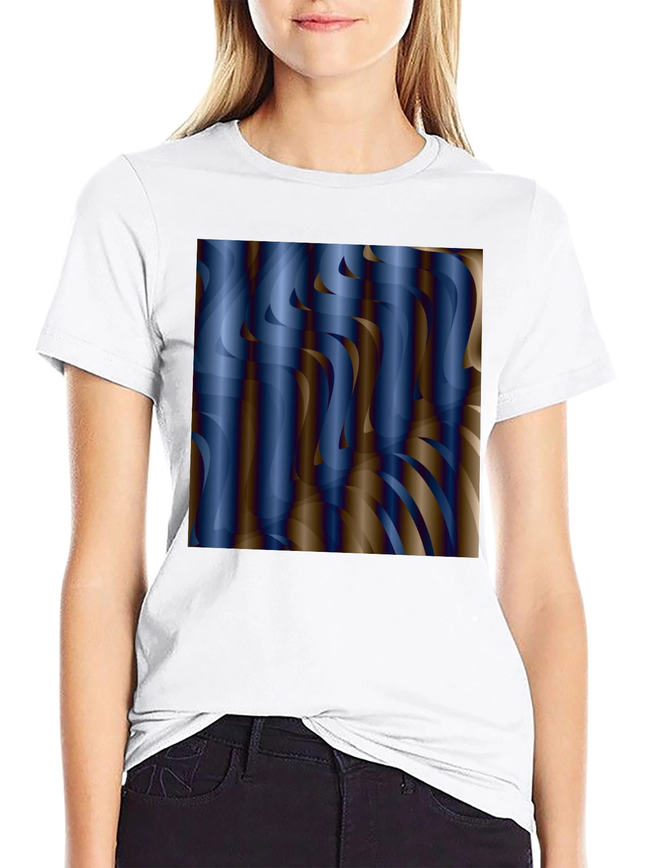 Abstract Swirls Graphic Tee - Black Cotton Blend