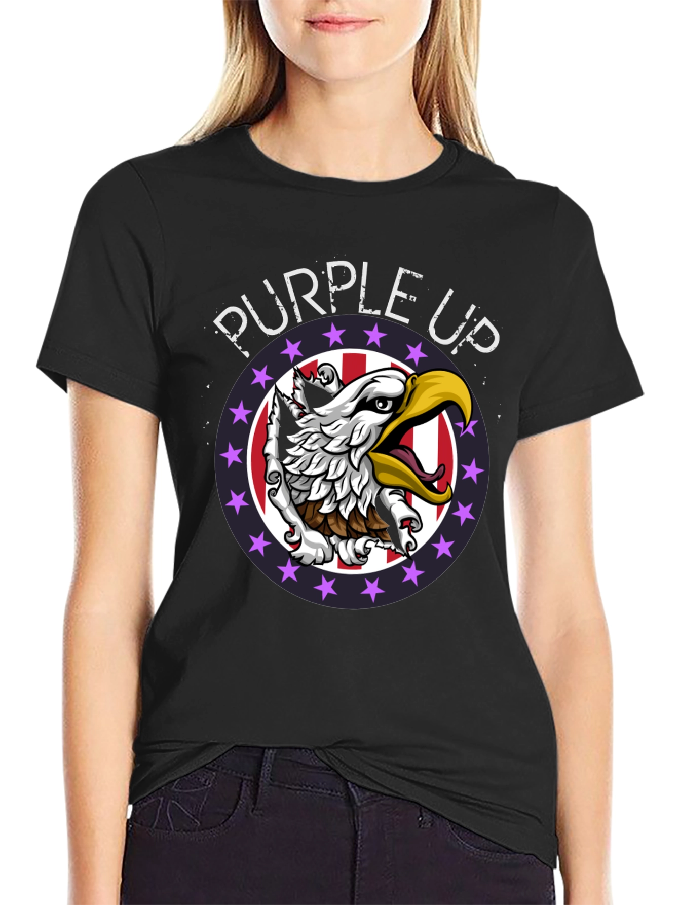 Purple Up Eagle Graphic Tee