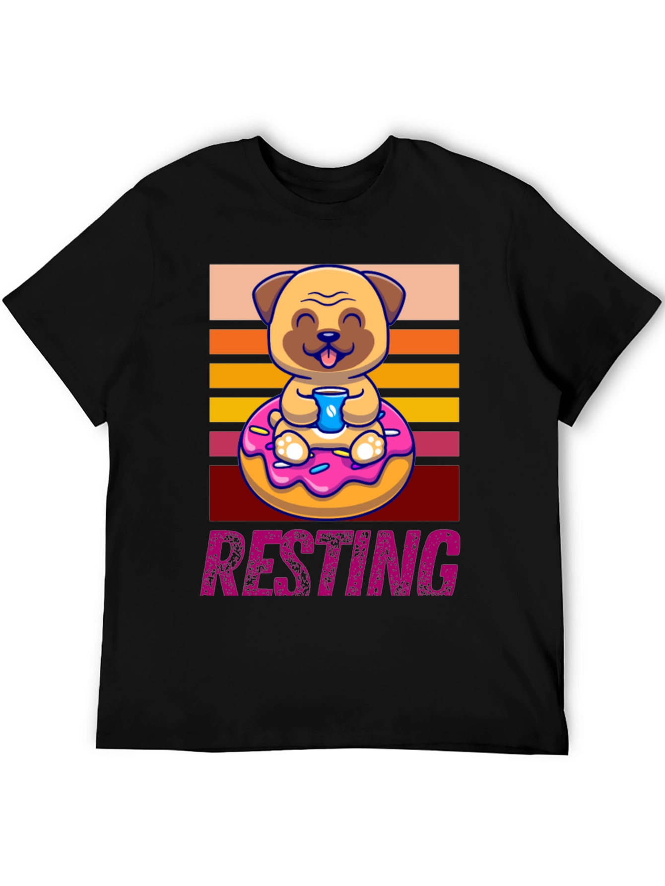 Resting Pug Donut T-Shirt - Cute & Comfy