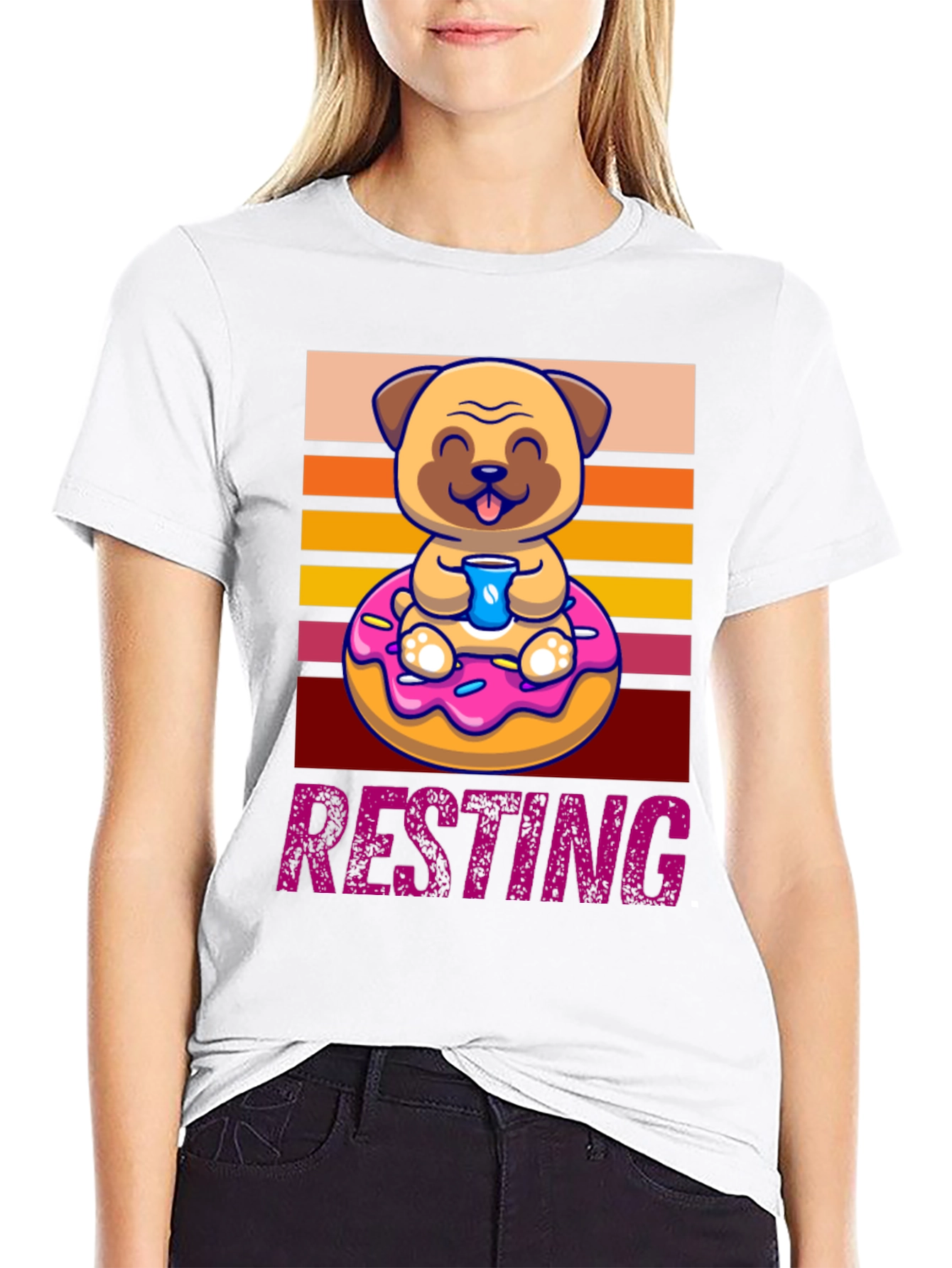 Resting Pug Donut T-Shirt - Cute & Comfy