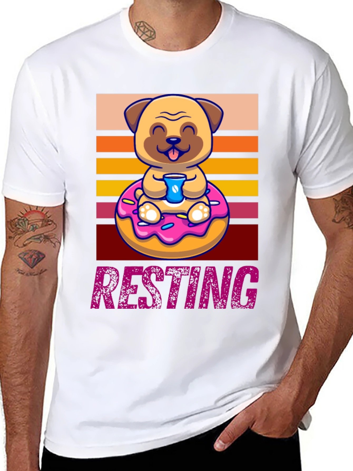 Resting Pug Donut T-Shirt - Cute & Comfy