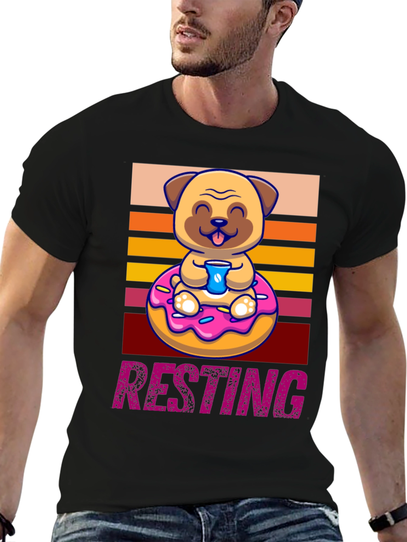 Resting Pug Donut T-Shirt - Cute & Comfy