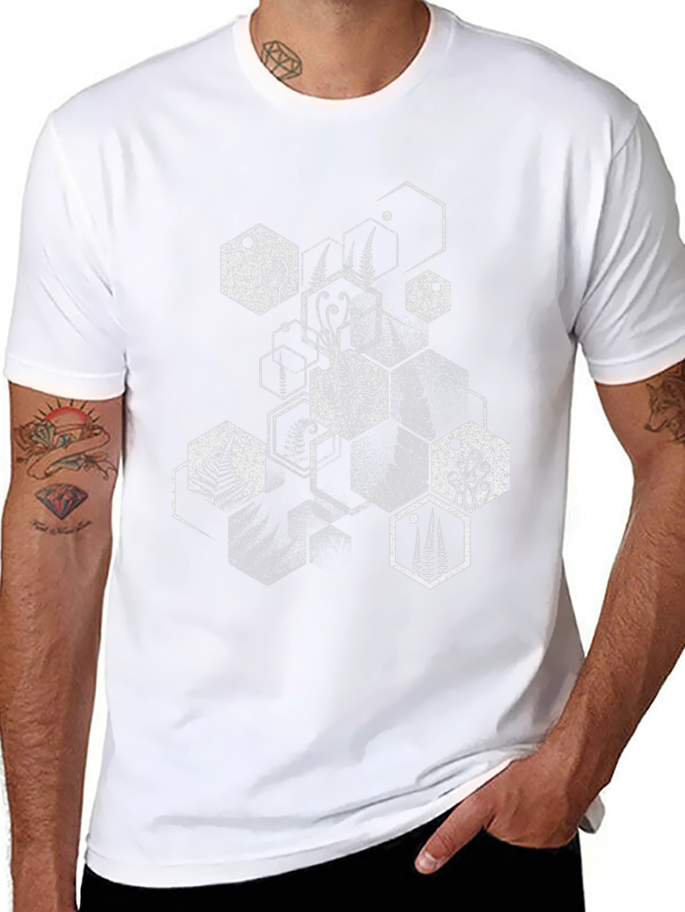 Geometric Fern Black T-Shirt