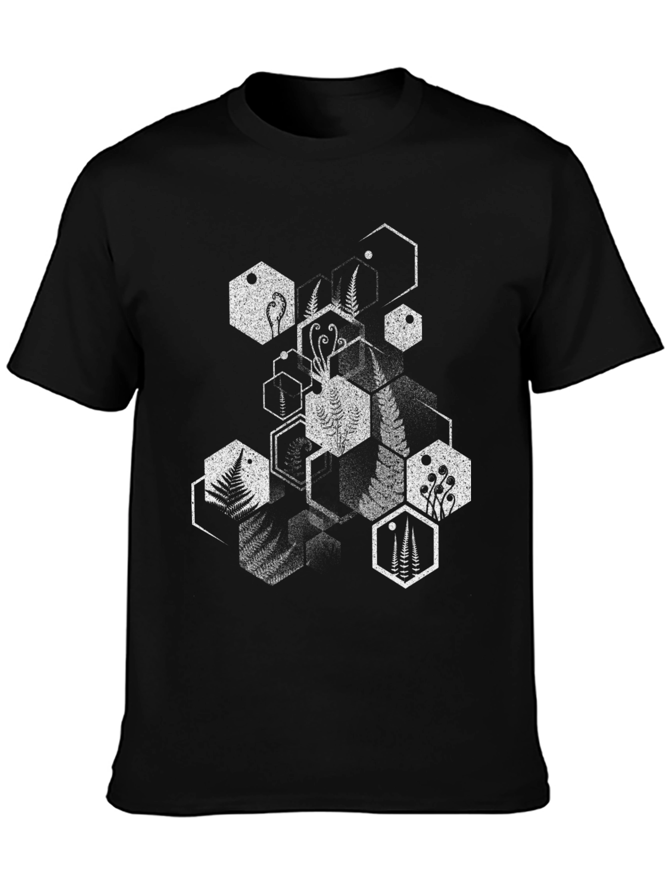 Geometric Fern Black T-Shirt