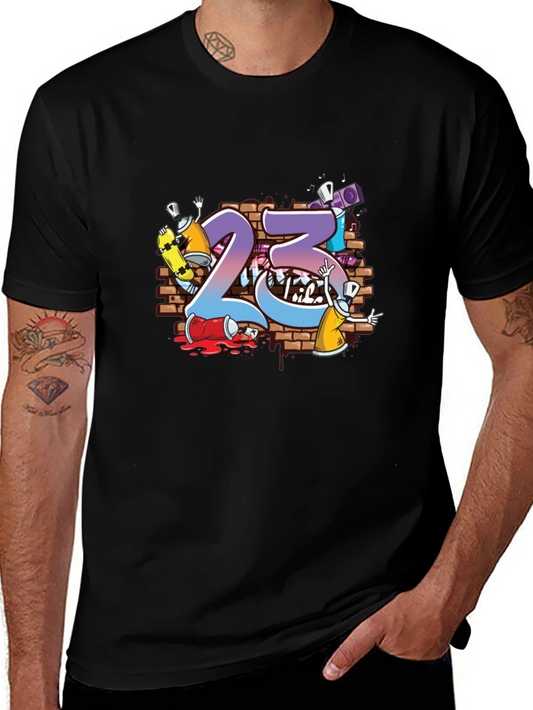 Graffiti 23 Graphic Print Black T-Shirt