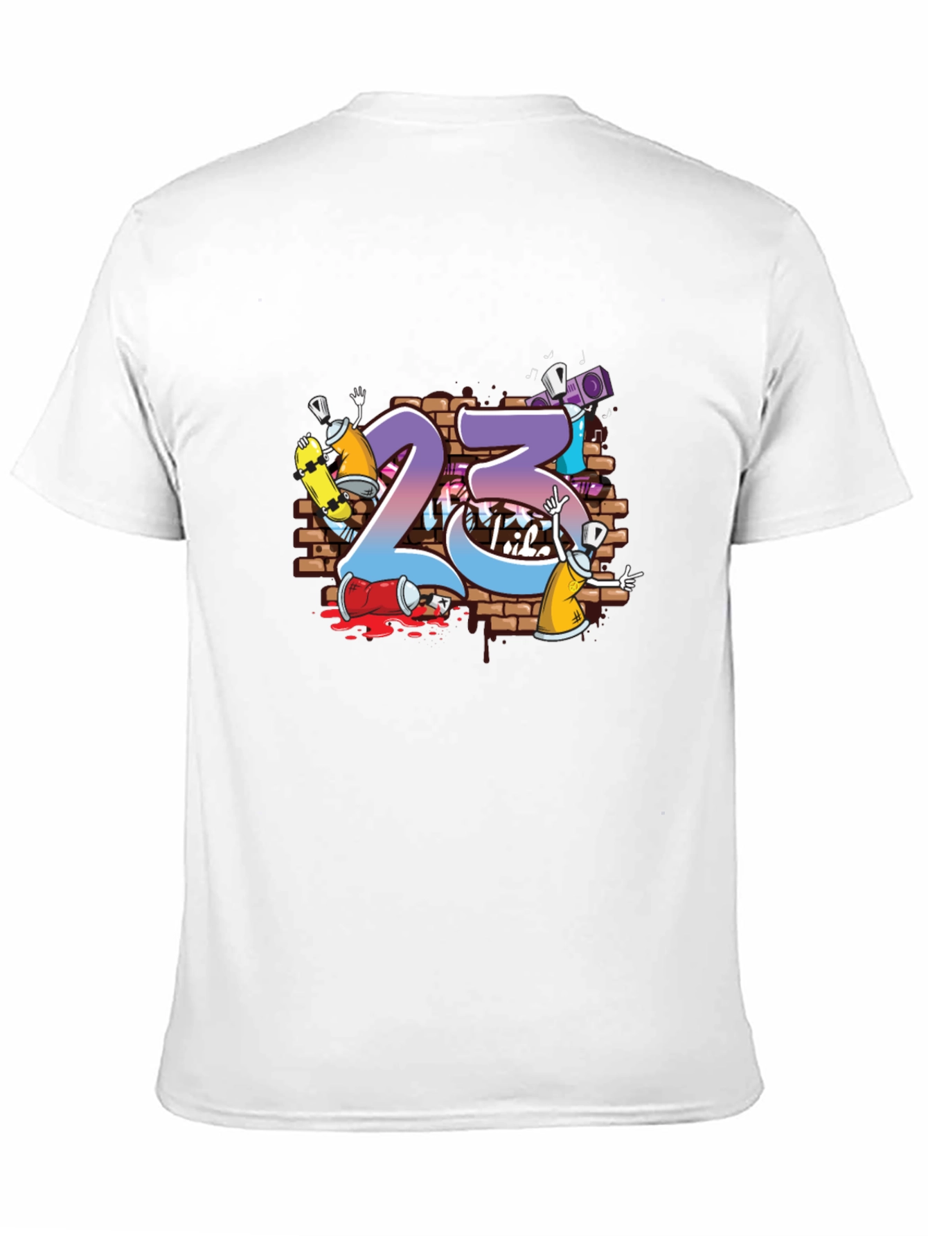 Graffiti 23 Graphic Print Black T-Shirt