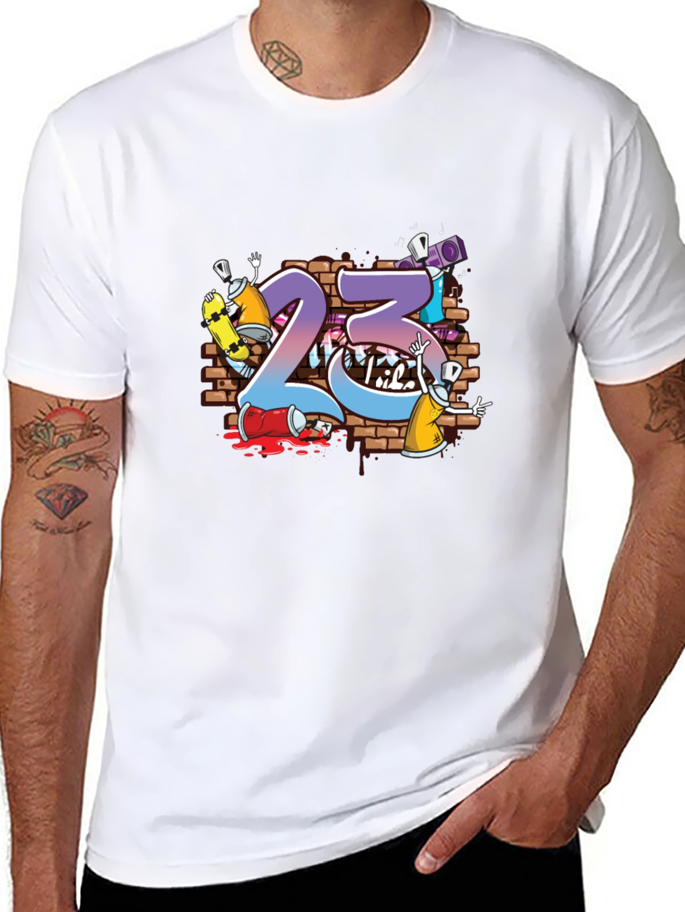 Graffiti 23 Graphic Print Black T-Shirt