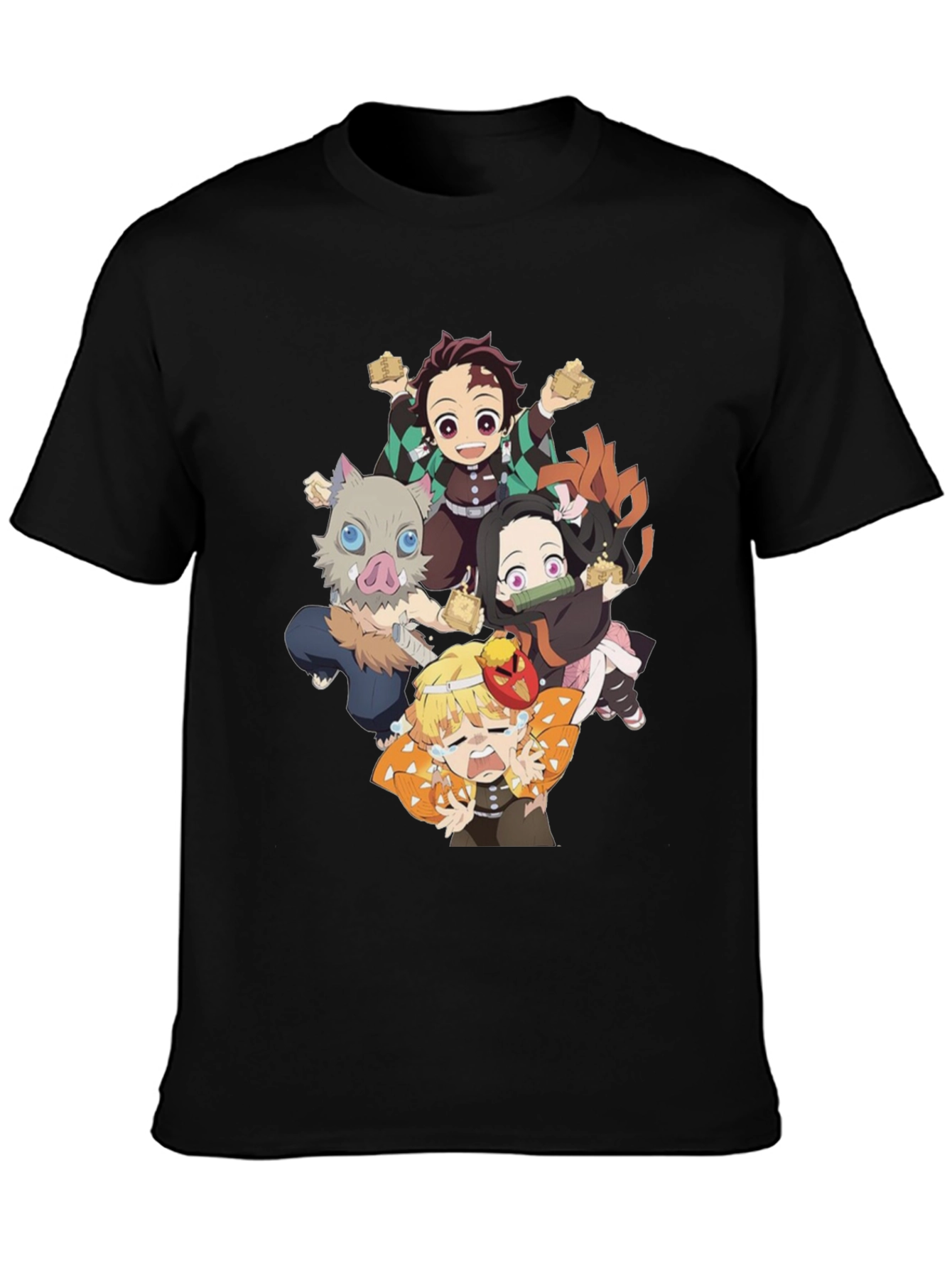 Anime Character Graphic Print Black T-Shirt