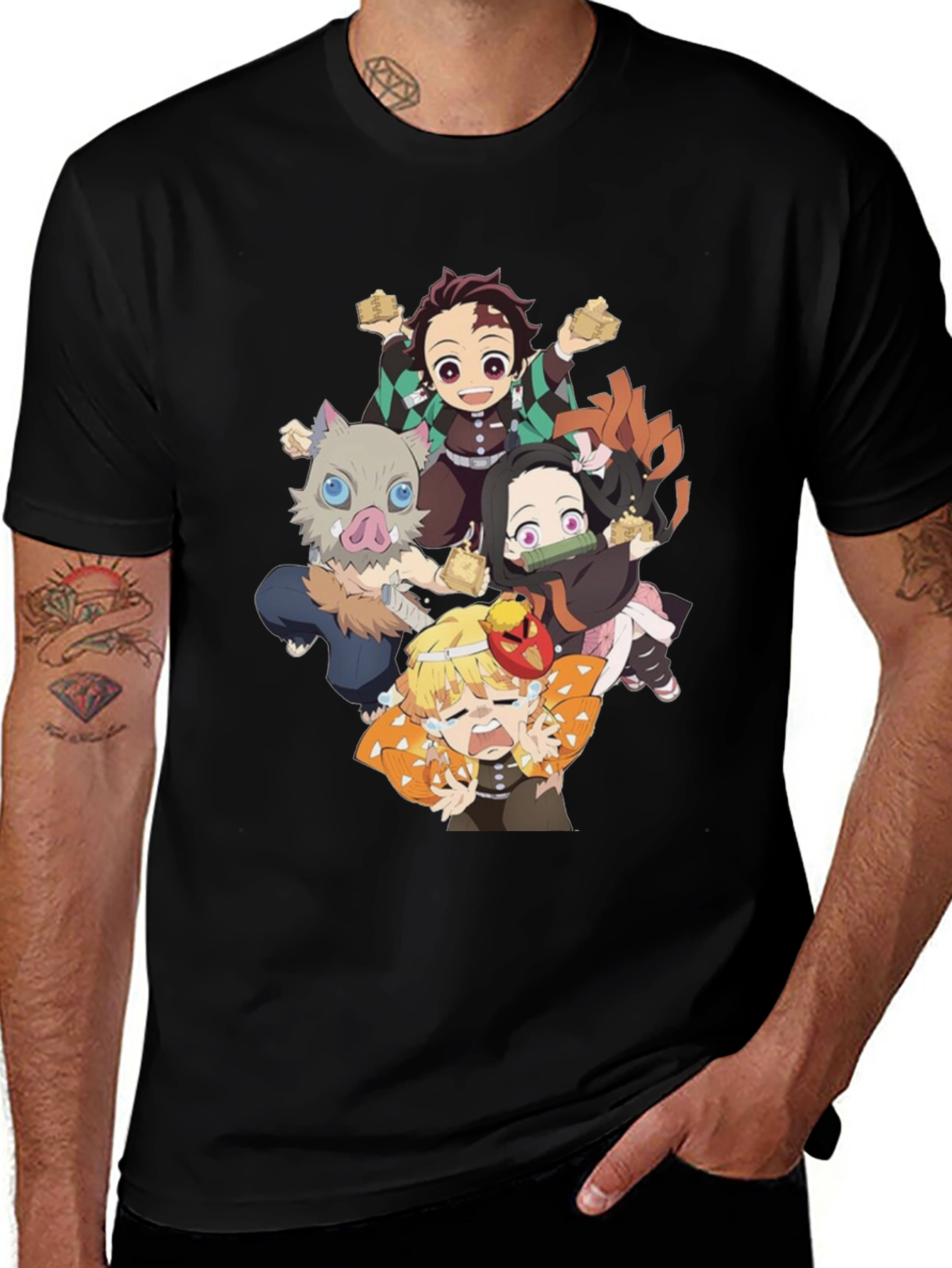 Anime Character Graphic Print Black T-Shirt