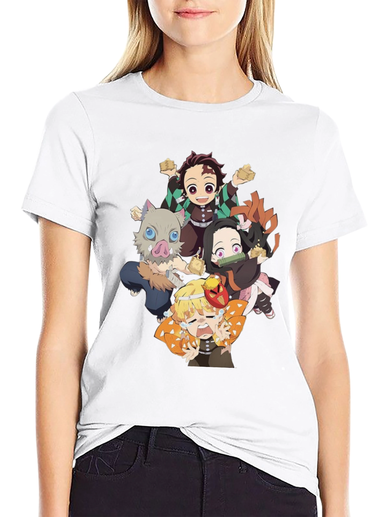 Anime Character Graphic Print Black T-Shirt