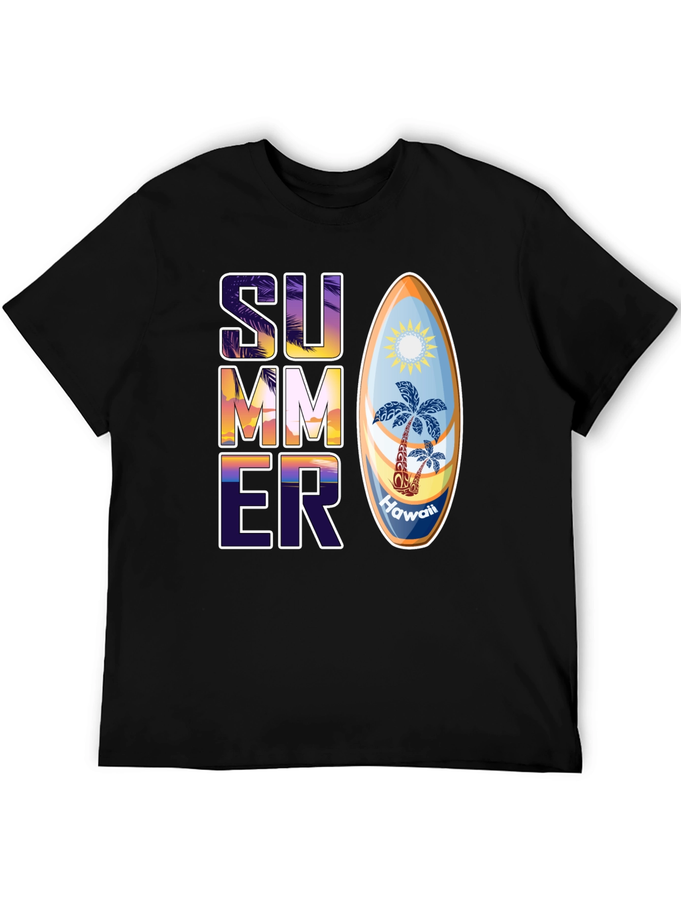 Summer Hawaii Surfboard Graphic T-Shirt