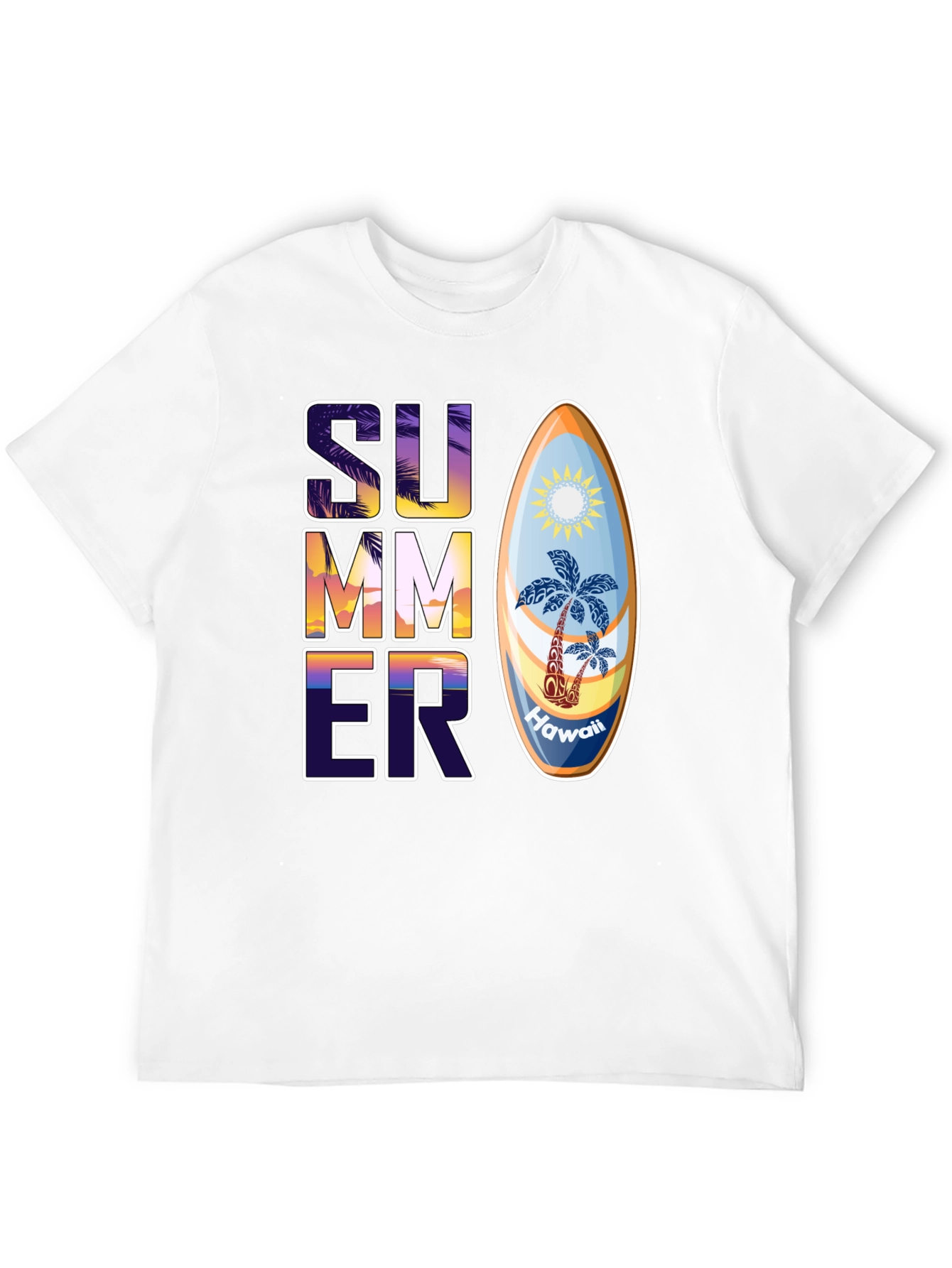 Summer Hawaii Surfboard Graphic T-Shirt