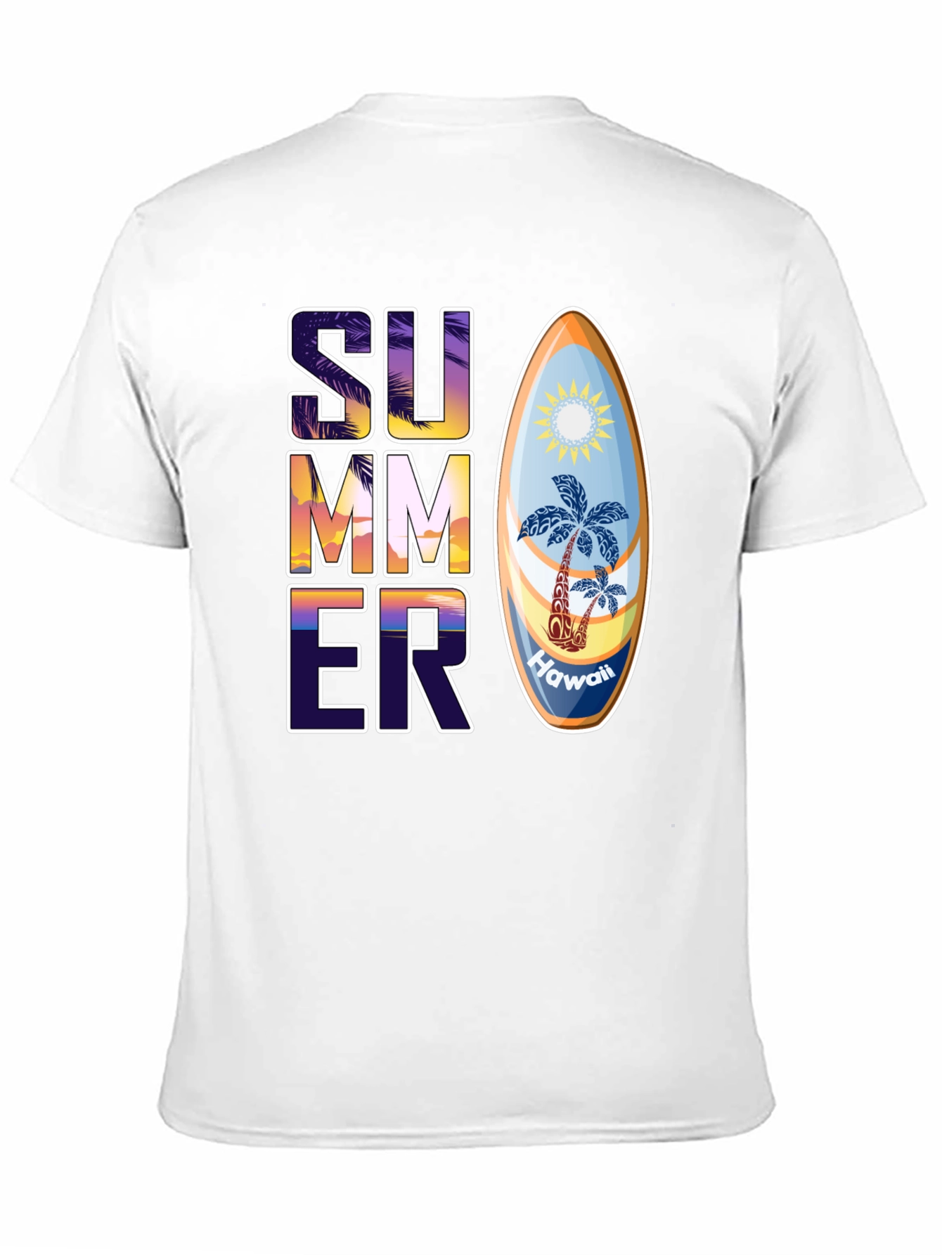 Summer Hawaii Surfboard Graphic T-Shirt