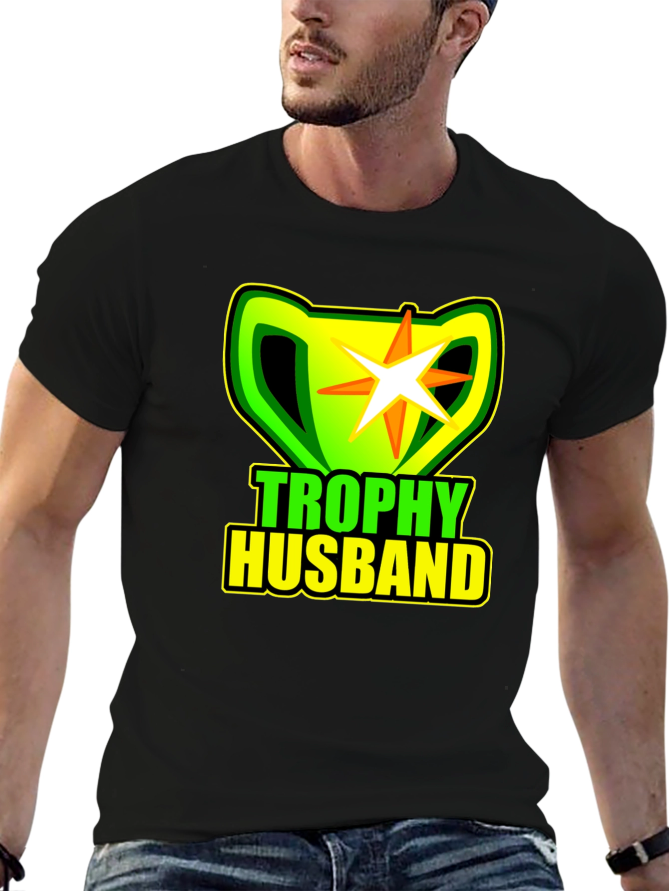 Trophy Husband Black T-Shirt Novelty Graphic Tee