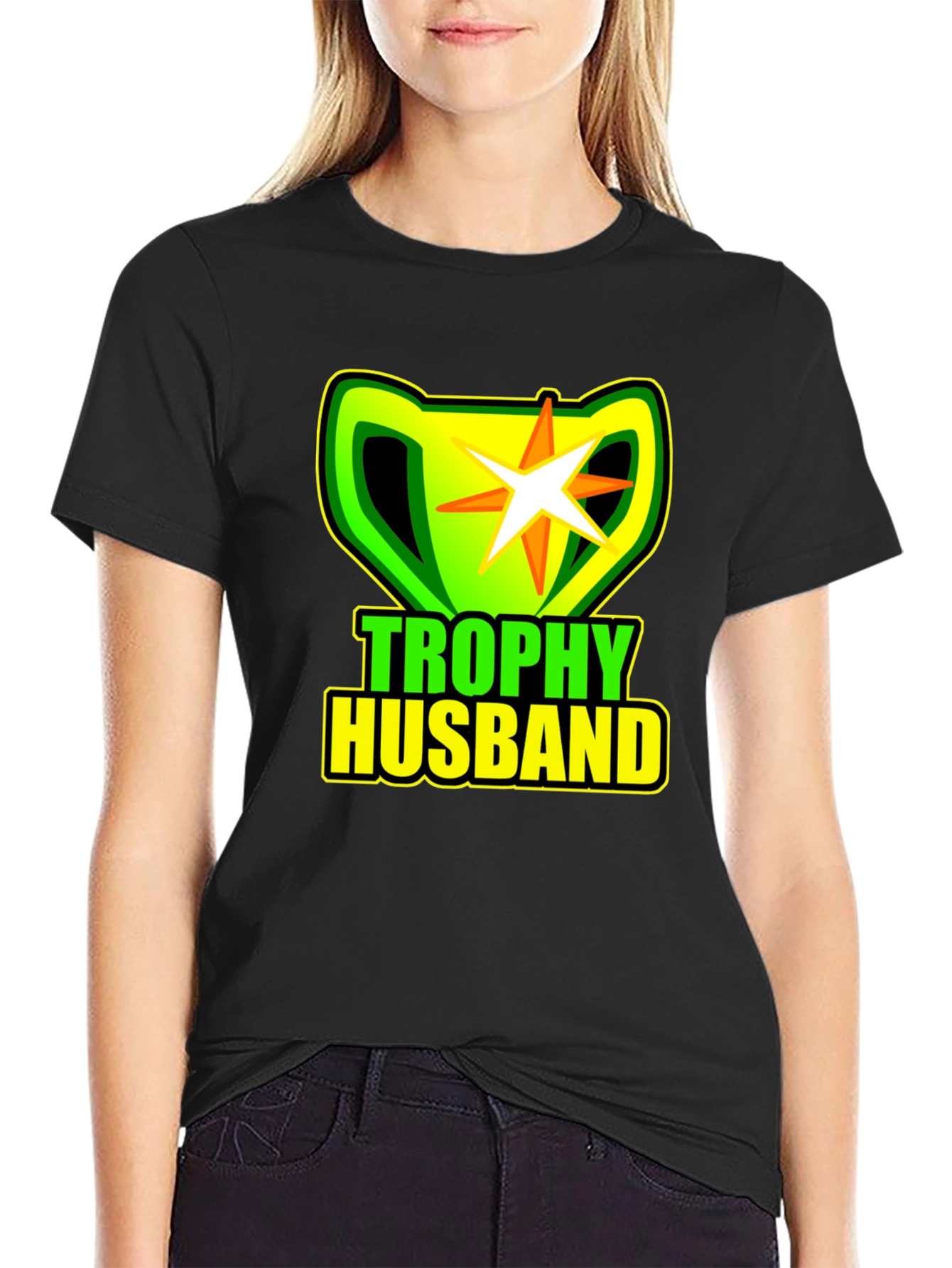 Trophy Husband Black T-Shirt Novelty Graphic Tee