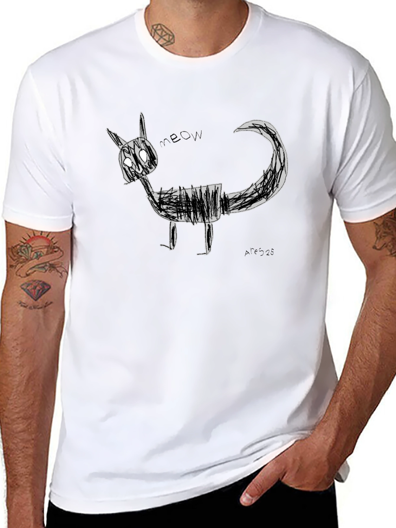 Meow Cat T-Shirt - Whimsical Graphic Tee