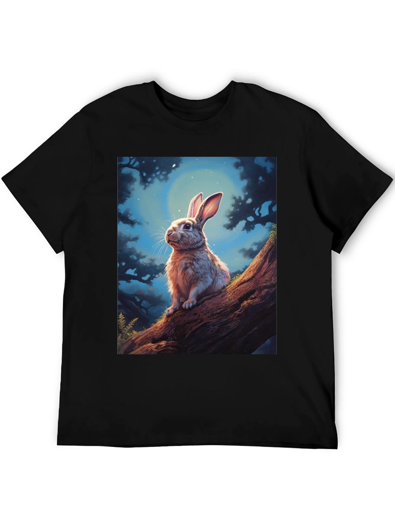 Rabbit Moon Black T-Shirt