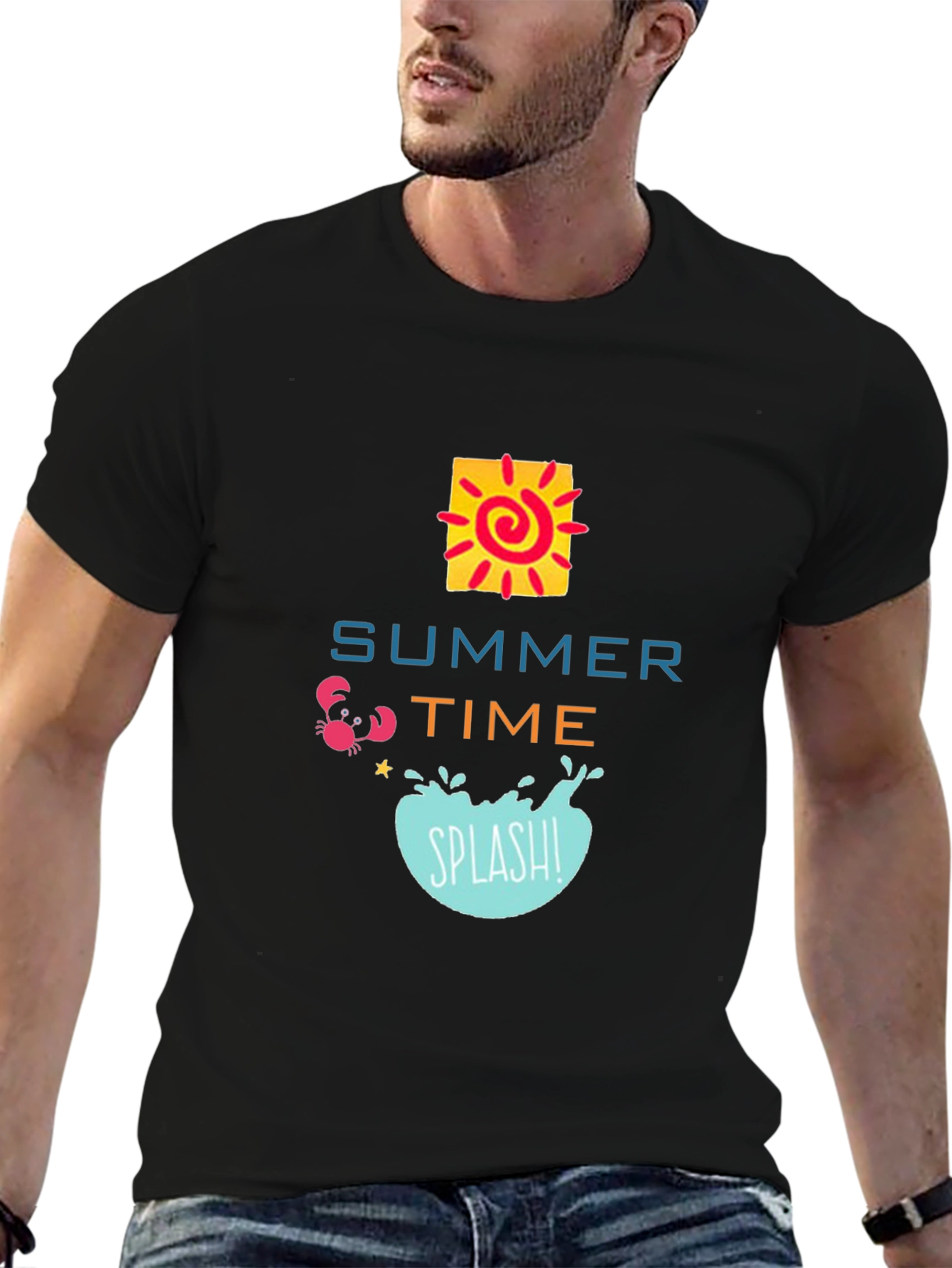 Summer Time Graphic Black T-Shirt