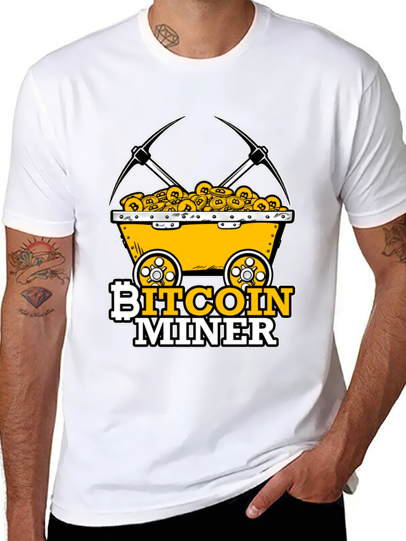 Bitcoin Miner T-Shirt - Crypto Mining Cart Design
