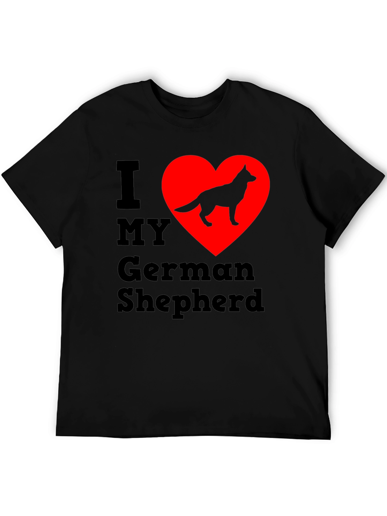 I Love My German Shepherd Black T-Shirt